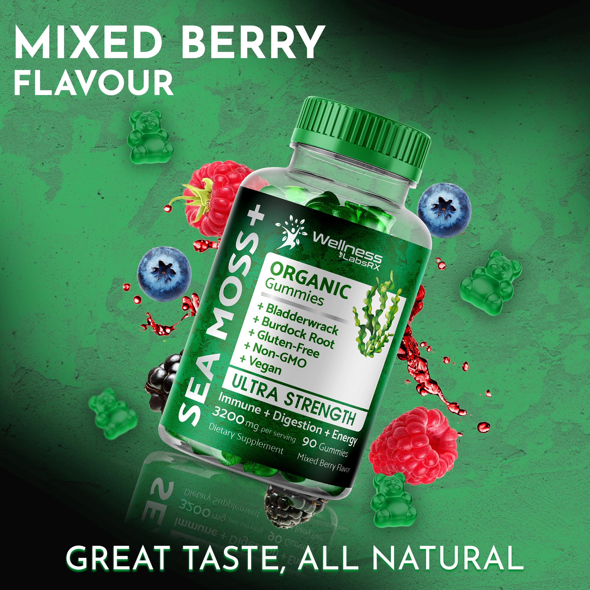 WELLNESS LABSRX Sea Moss Gummies, 3200mg Organic Seamoss, Irish Sea Moss - AB Mystery
