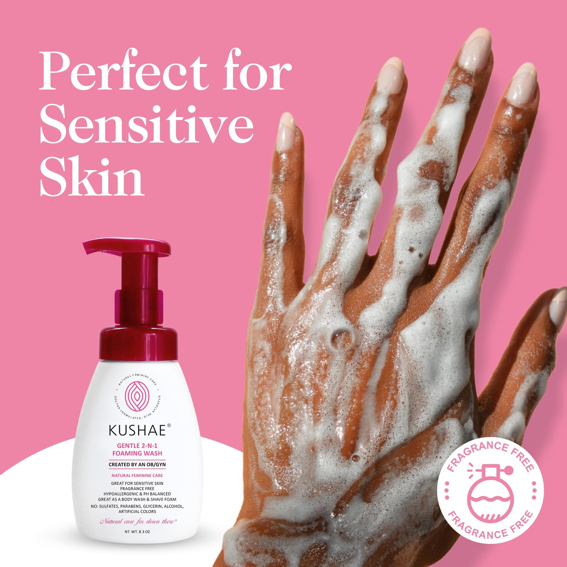 Kushae Gentle 2-in-1 Foaming Wash, pH Balance Feminine Wash for Optimal Hygiene - AB Mystery