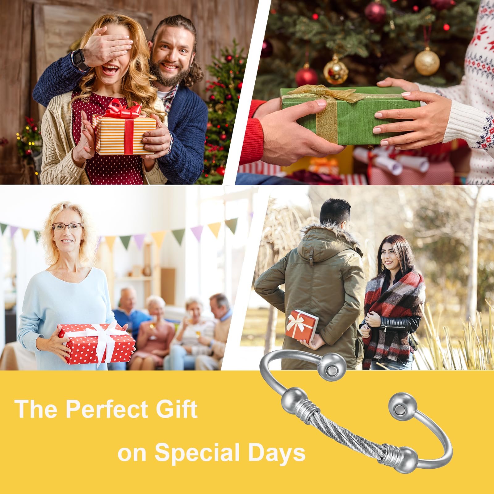 EnerMagiX Magnetic Bracelet for Women for Arthritis and Joint,Twisted Cable Stainless Steel Bangle - AB Mystery