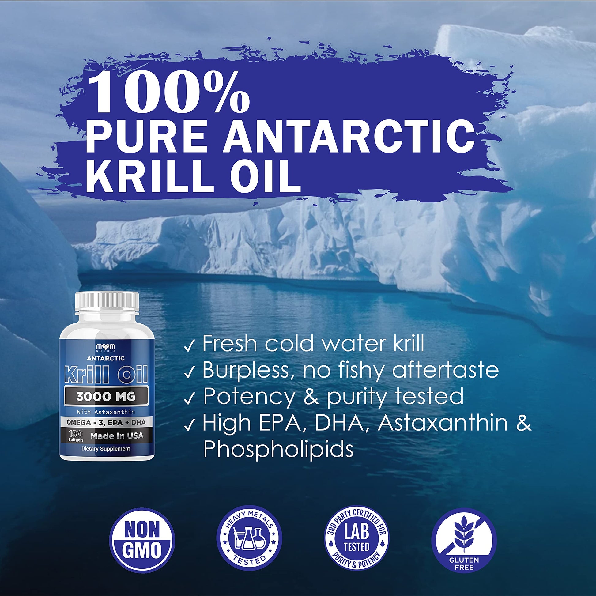 Dr. JOEL'S MOM NUTRIX Antarctic Krill Oil Supplement - 3000 mg Per Serving - 150 Softgel - AB Mystery
