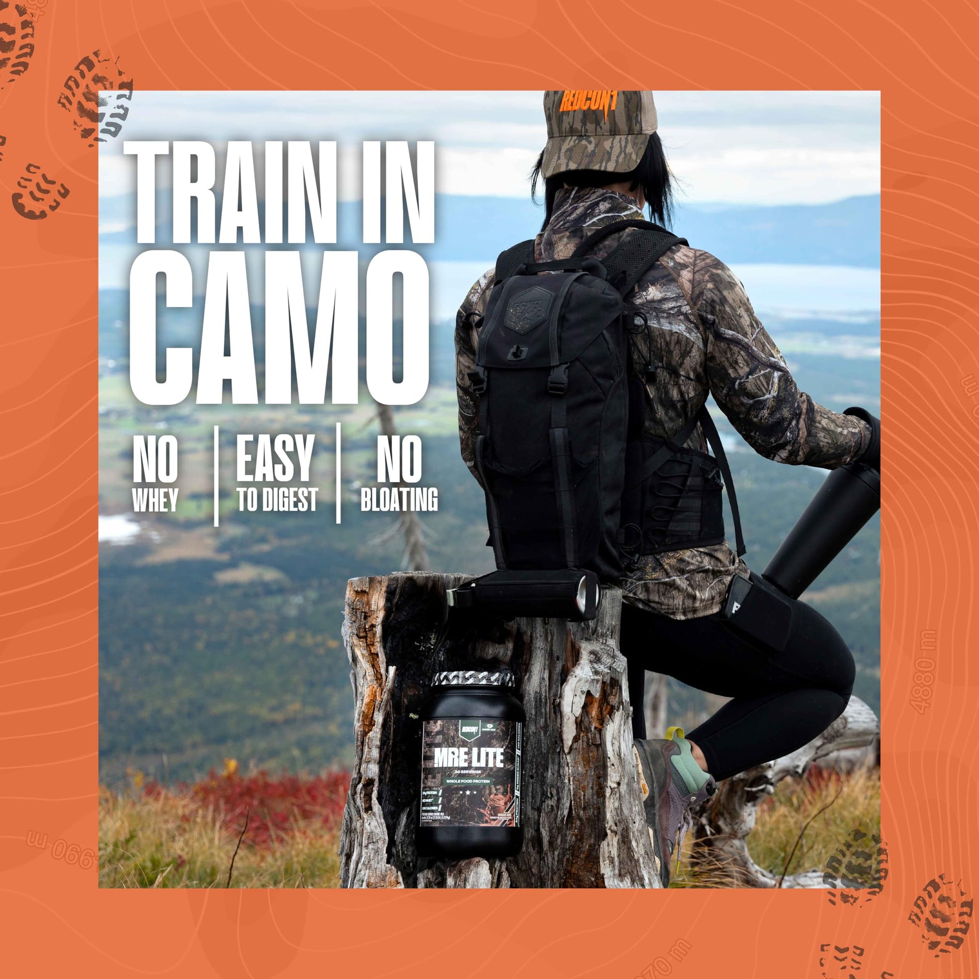 REDCON1 x Mossy Oak MRE Lite Whole Food Protein Powder, Chocolate Moose - Low Carb - AB Mystery