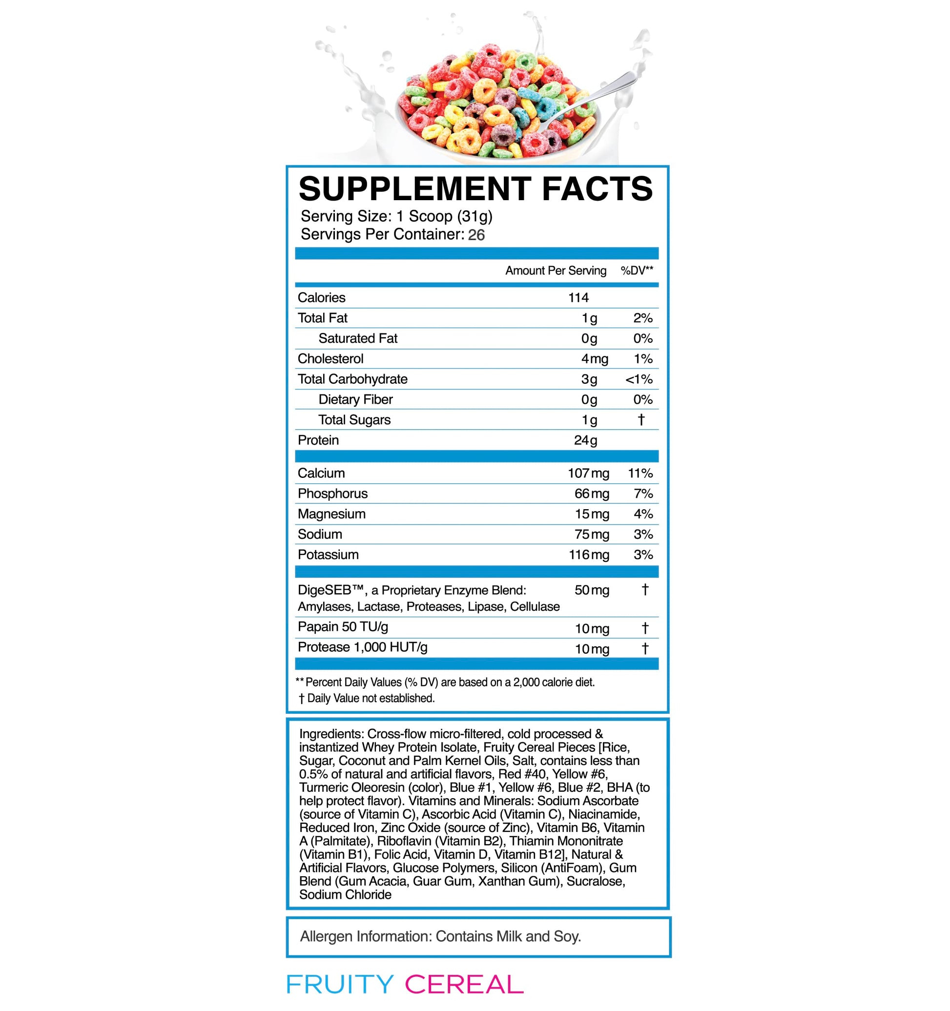 eFlow Nutrition 100% Whey Protein Isolate - Gluten & Lactose-Free Digestive Enzymes - AB Mystery