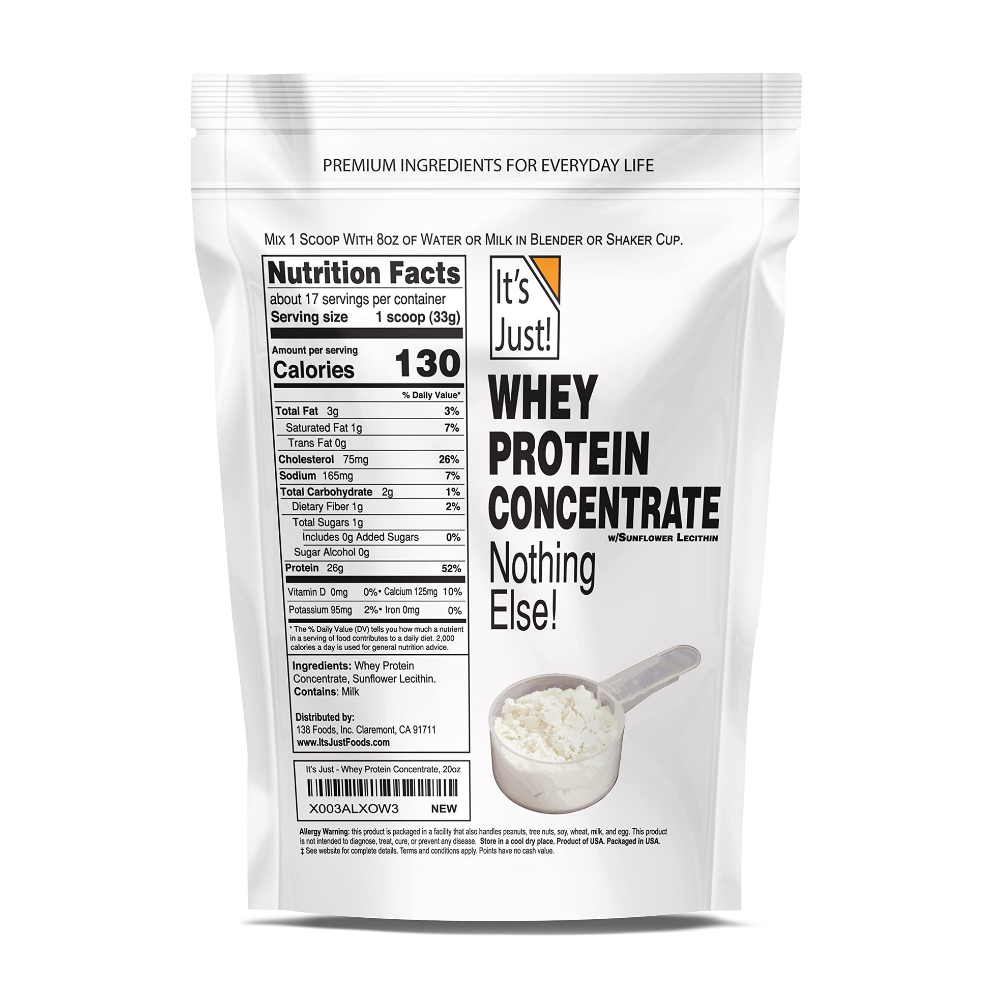 It's Just! - 100% Whey Protein Concentrate, Made in USA, Premium WPC-80, No Added - AB Mystery