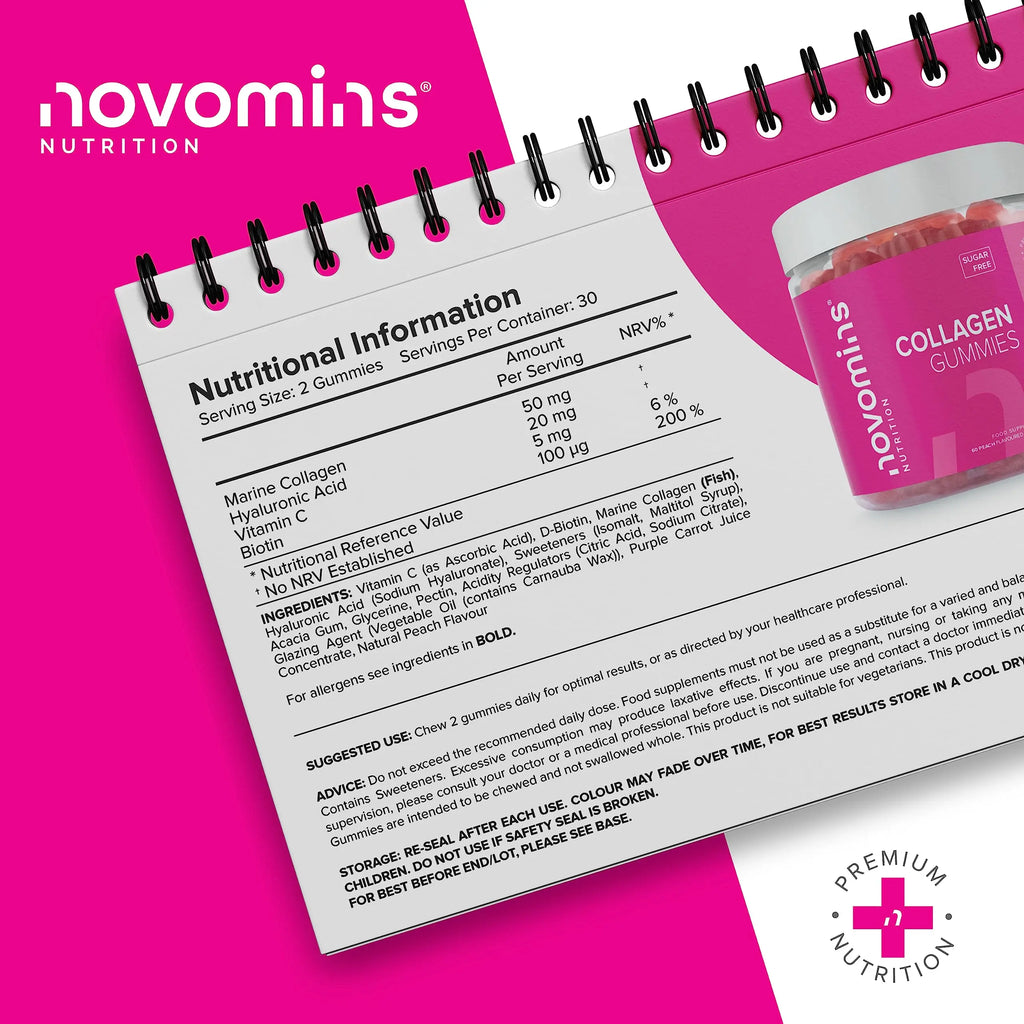 Collagen Gummies - Sugar Free Marine Collagen Gummies - Superior Type 1 Hydrolysed Collagen novomins