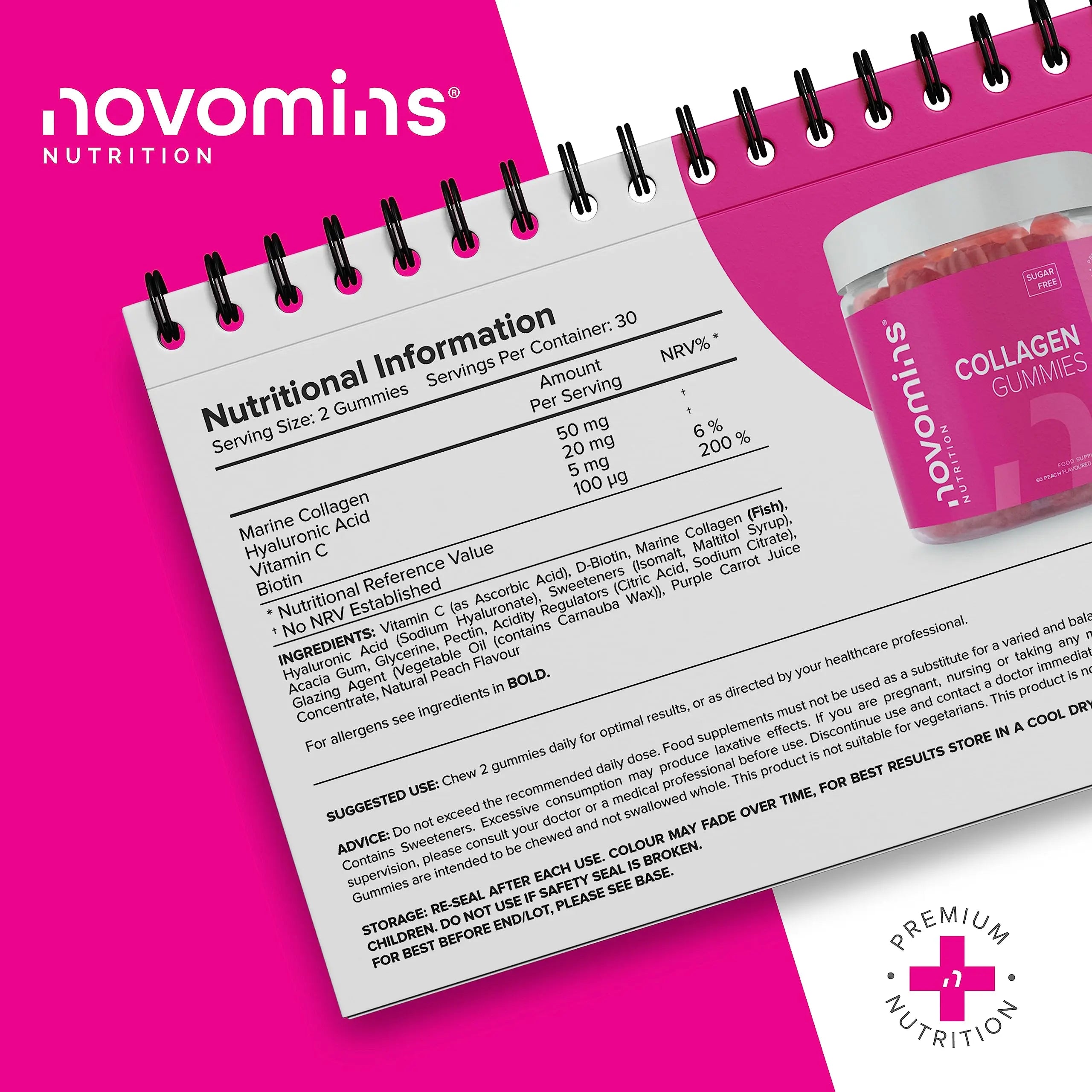 Collagen Gummies - Sugar Free Marine Collagen Gummies - Superior Type 1 Hydrolysed Collagen novomins