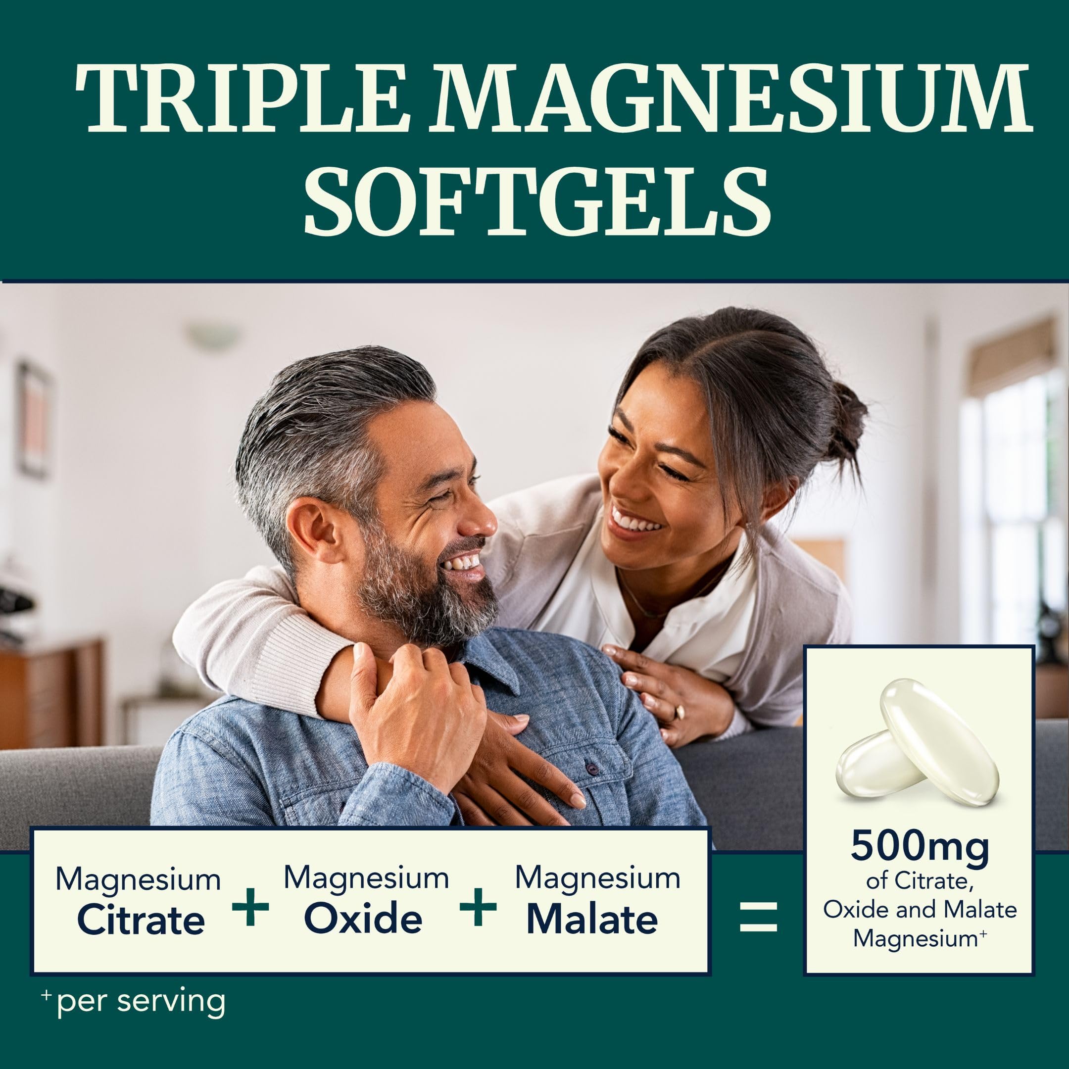 Triple Magnesium Softgels | Citrate, Malate, & Oxide | Highly Absorbable Magnesium - AB Mystery