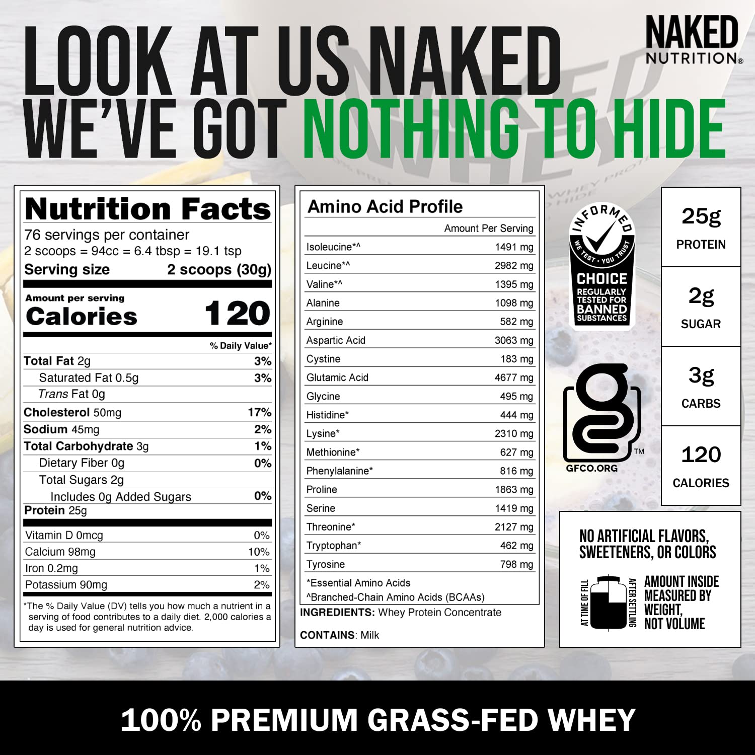 NAKED WHEY 5LB 100% Grass Fed Unflavored Whey Protein Powder - US Farms - AB Mystery