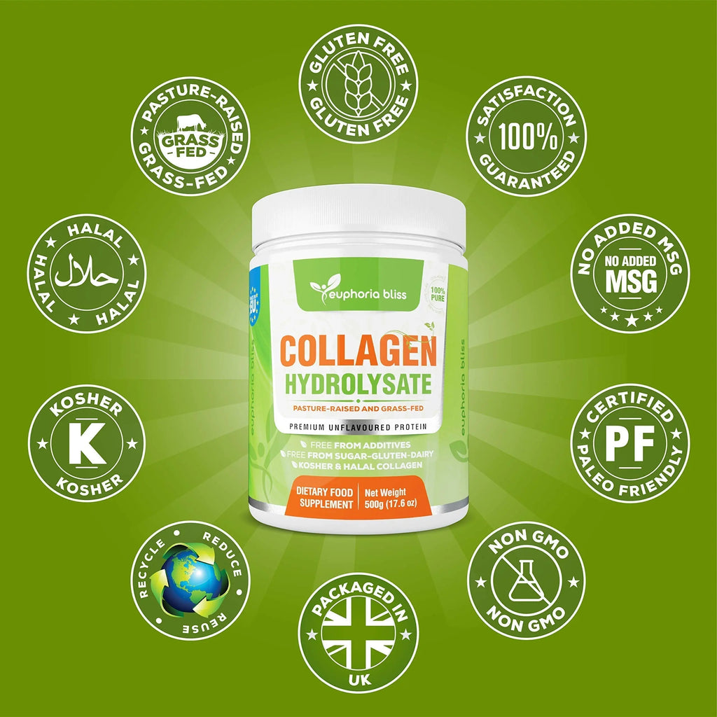 Premium Collagen Powder 500g Unflavoured High Grade Hydrolysed Collagen Joints, Bones, Gut, Wrinkles, Hair, Skin, Nails, Pain, Injury, Sleep, Fitness, Keto - AB Mystery