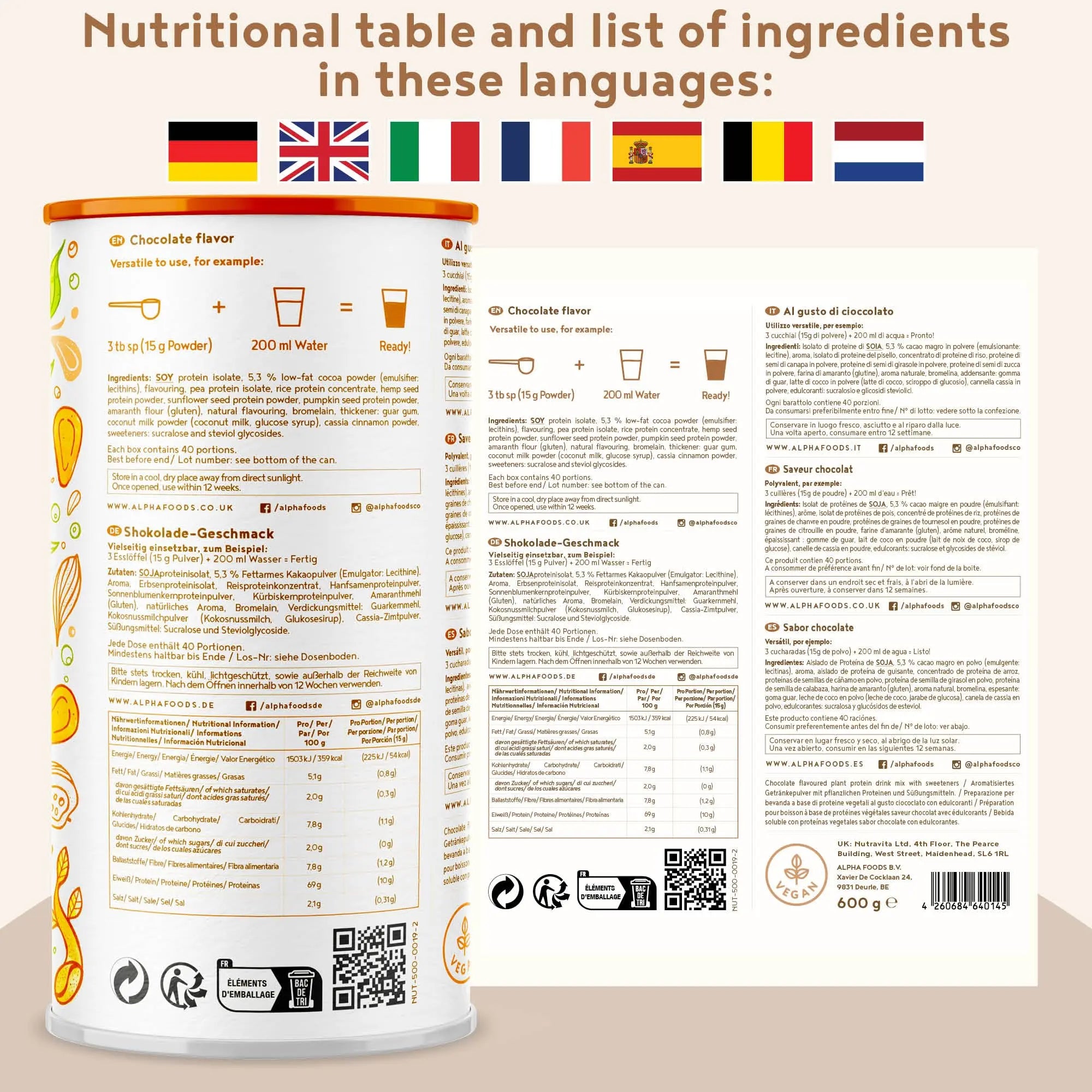 Alpha Foods Vegan Protein Powder - Muscle Building Powder with Amino Acids Alpha Foods