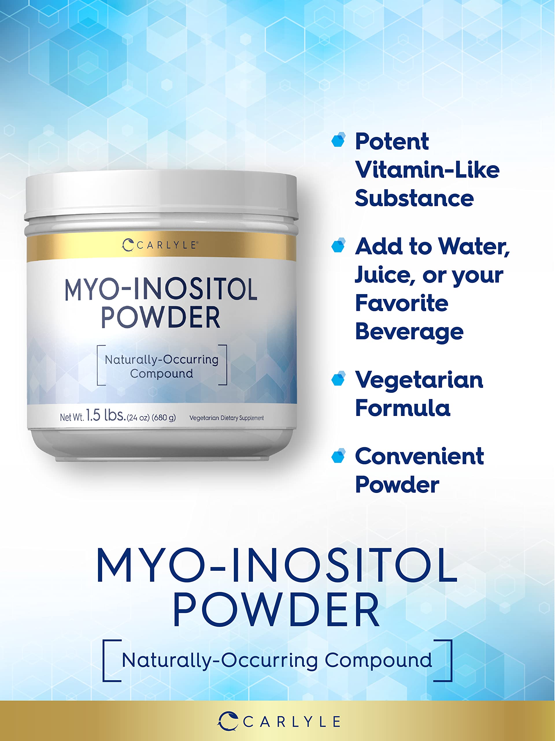 Carlyle Myo-Inositol Powder Supplement | 1.5 lbs | Naturally Occuring Compound - AB Mystery