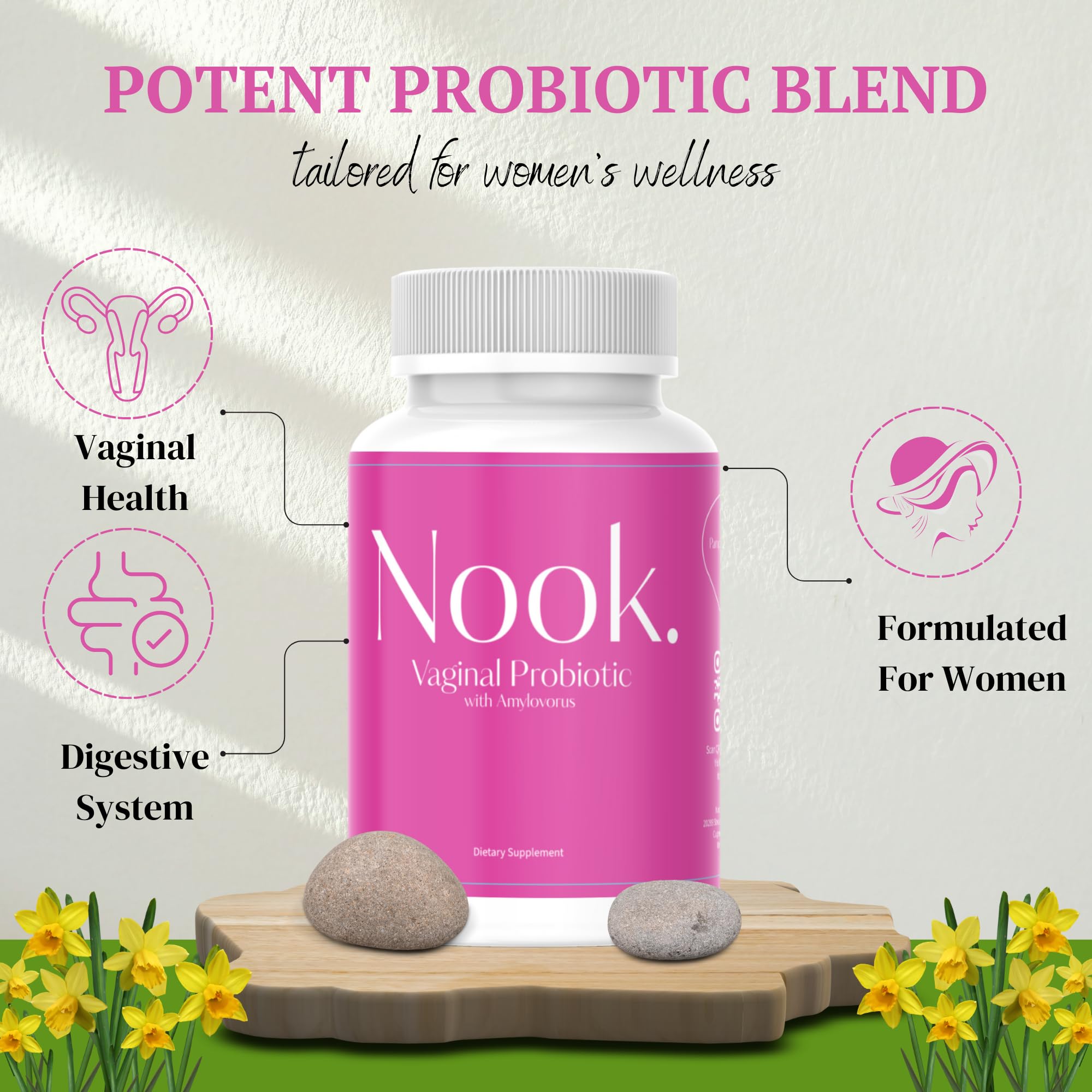 Nook Vaginal Probiotics for Women - pH Balance & Odor Control Feminine Health Supplements - AB Mystery