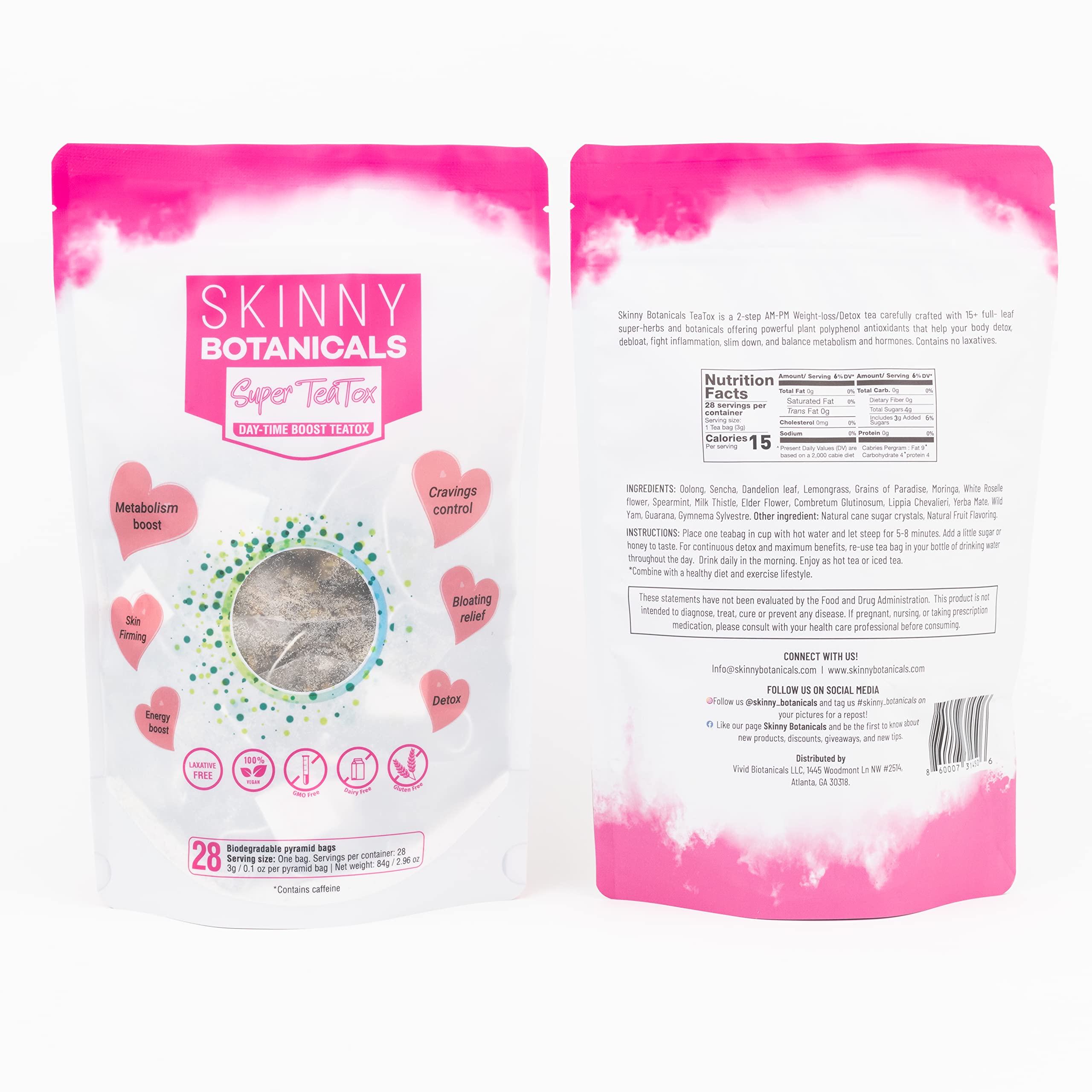 Skinny Botanicals Daytime Detox Tea for Body Cleanse All Natural - Laxative-Free, Supports - AB Mystery