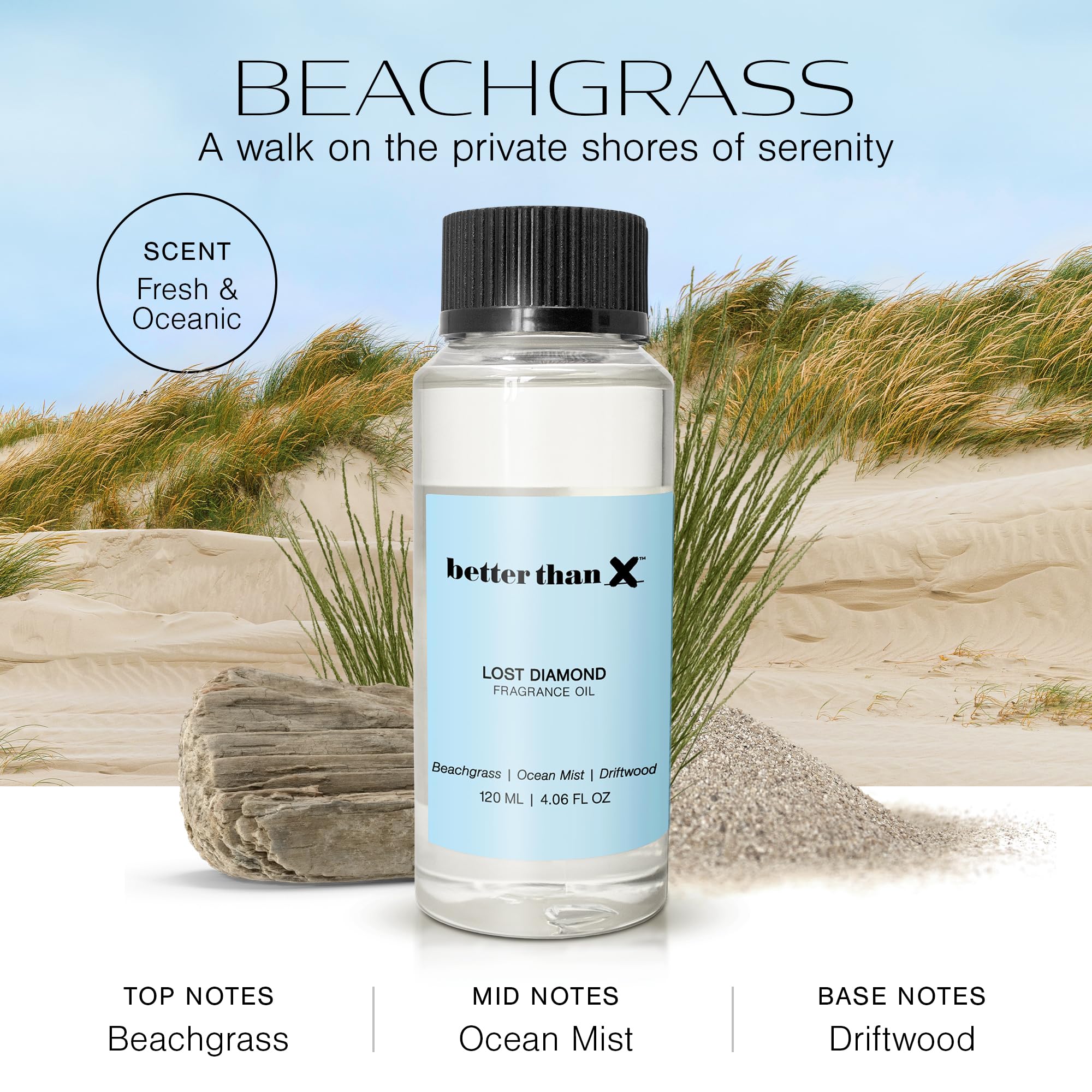 Better Than X Beachgrass Fragrance Oil - Lost Diamond Oceanic Scent for Diffusers - Premium Scent - AB Mystery