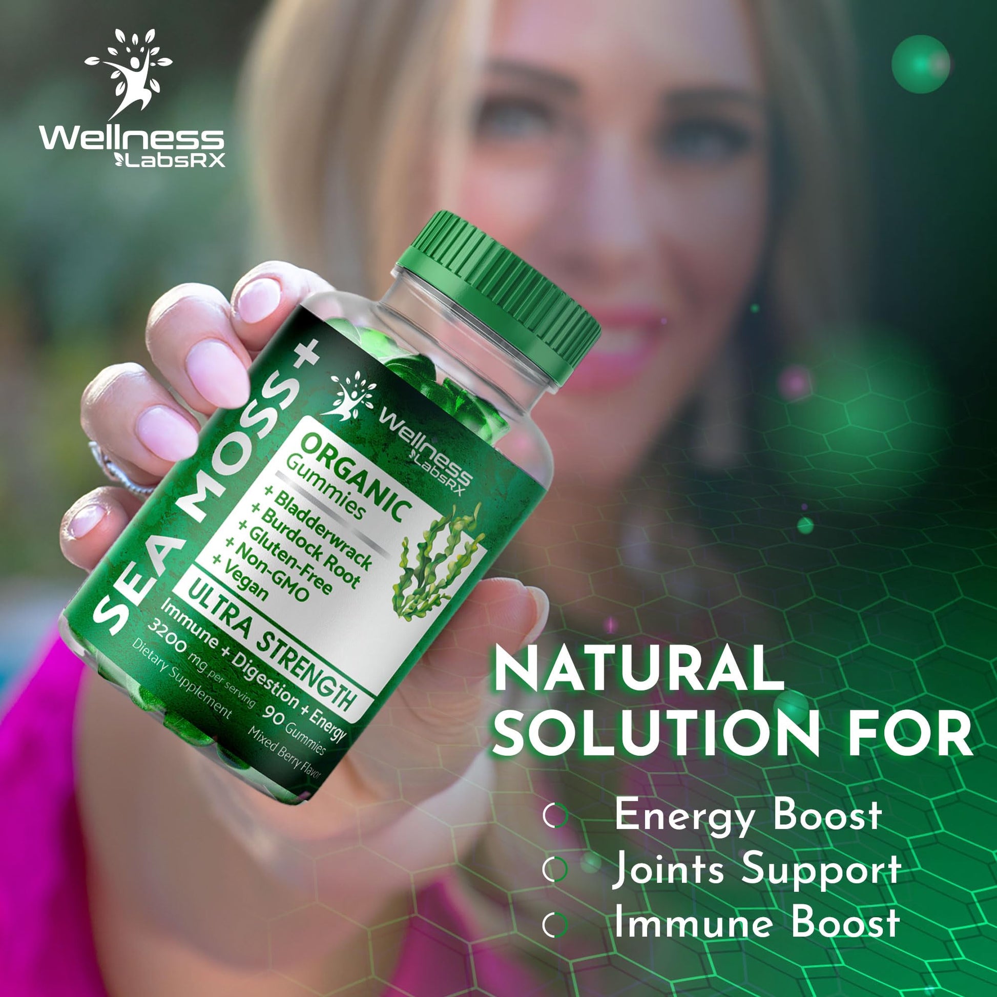 WELLNESS LABSRX Sea Moss Gummies, 3200mg Organic Seamoss, Irish Sea Moss - AB Mystery