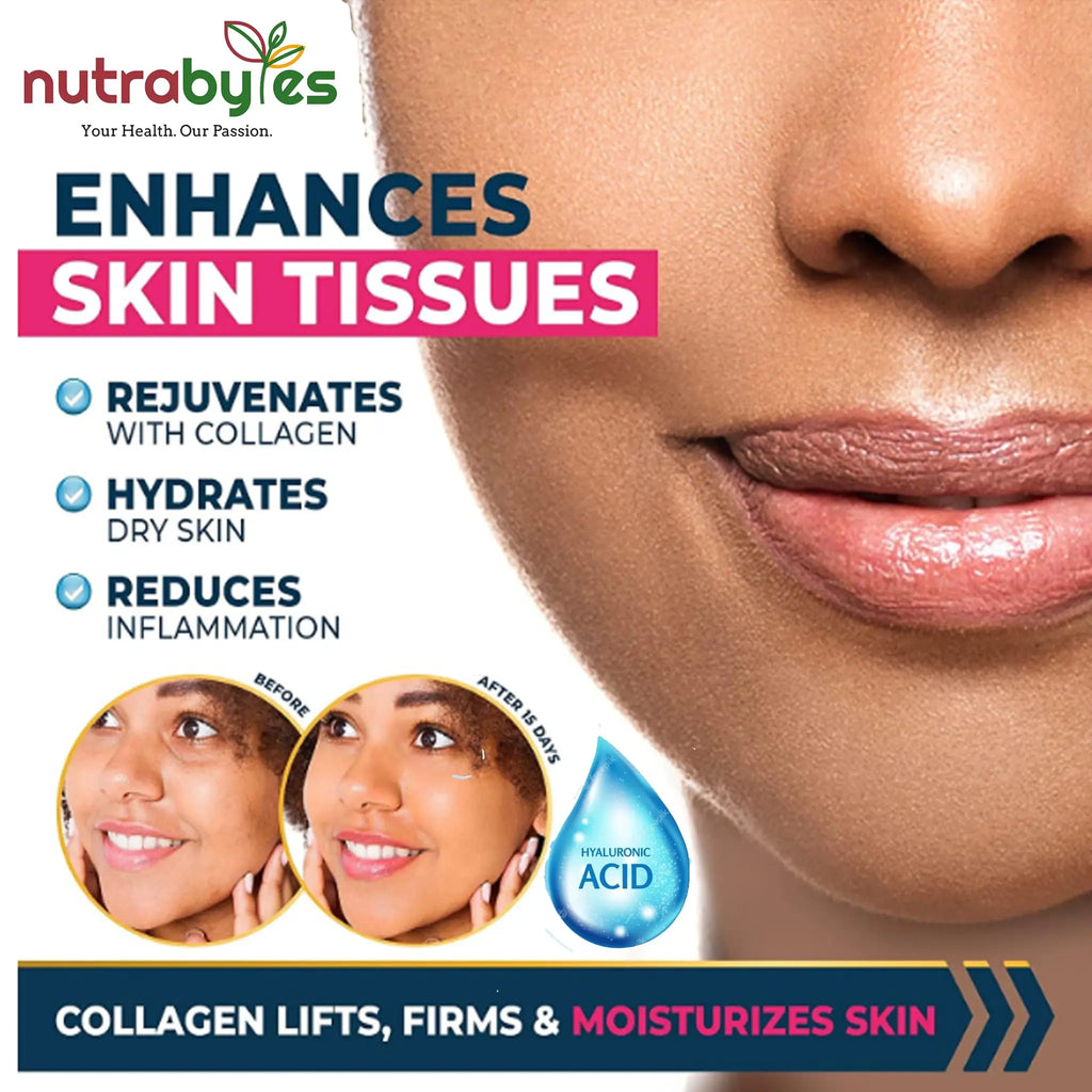 High Strength Marine Collagen with Hyaluronic Acid, Retinol and Vitamin C | 180 Capsules - 3 Months Supply NUTRABYTES