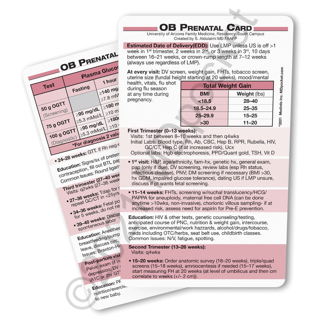 MDpocket® OB Prenatal Card MDpocket