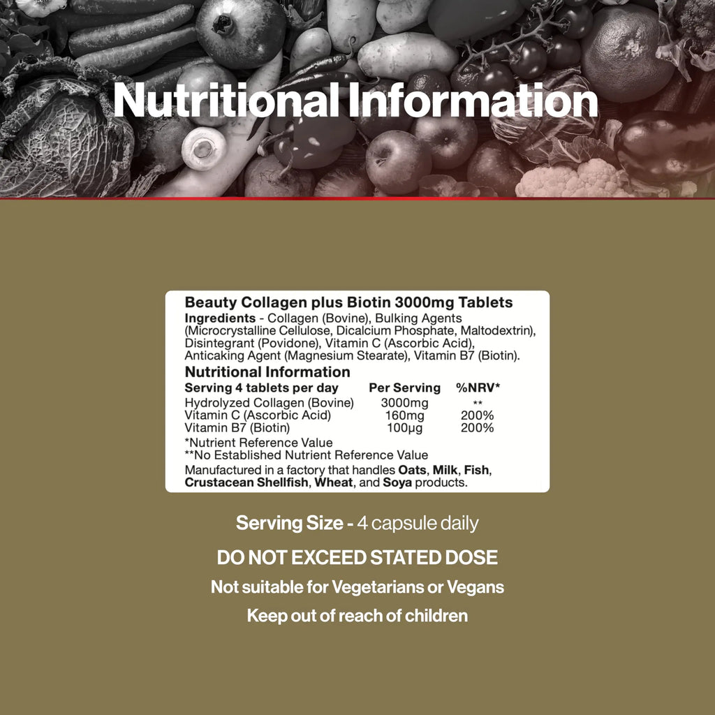 Vit Direct - Beauty Collagen Tablets (Plus Biotin) - 60 Tablets - Two Month Supply - AB Mystery