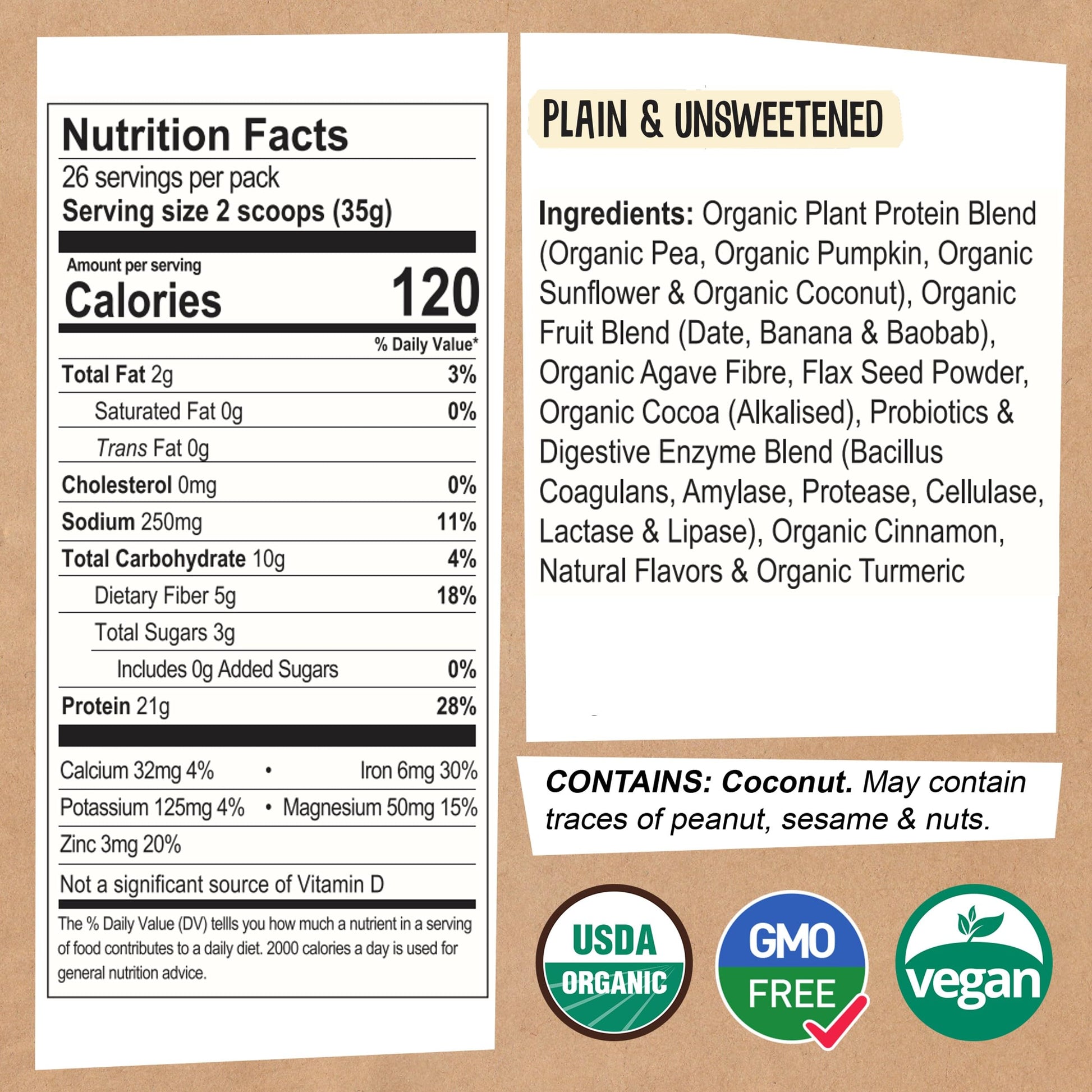 EarthChimp Organic Vegan Protein Powder - with Probiotics - Non GMO, Dairy Free - AB Mystery