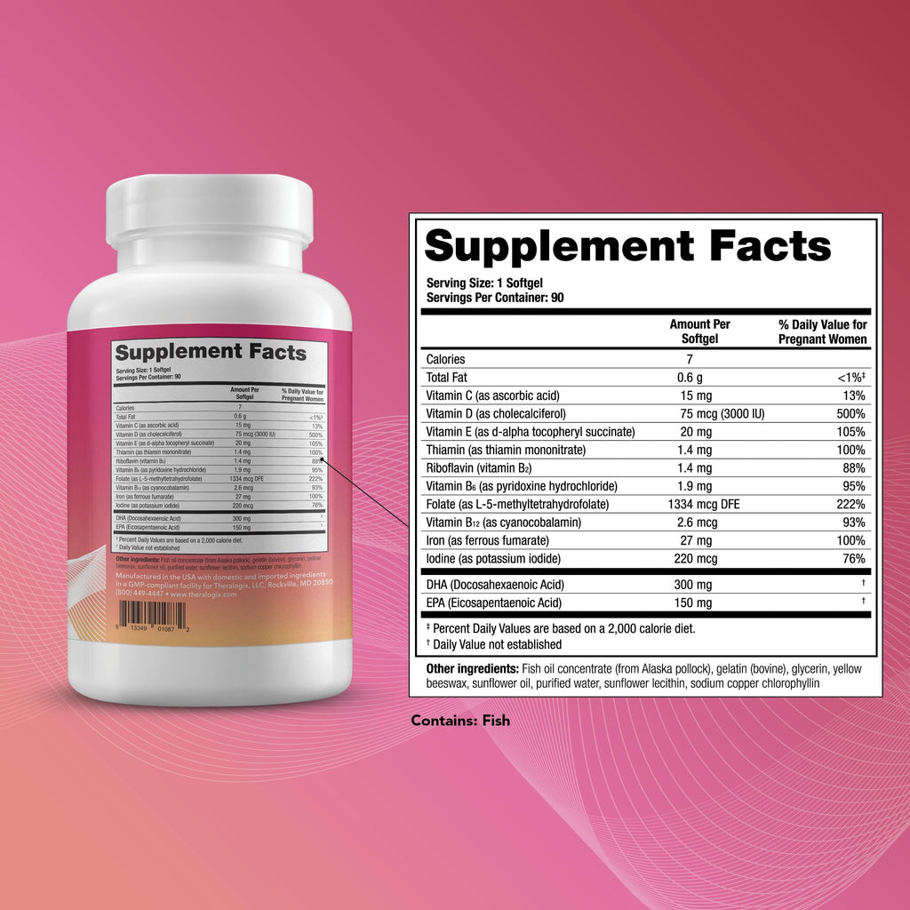 TheraNatal One + NeoQ10 Bundle - Prenatal Vitamin & Enhanced Absorption CoQ10 Supplement Theralogix