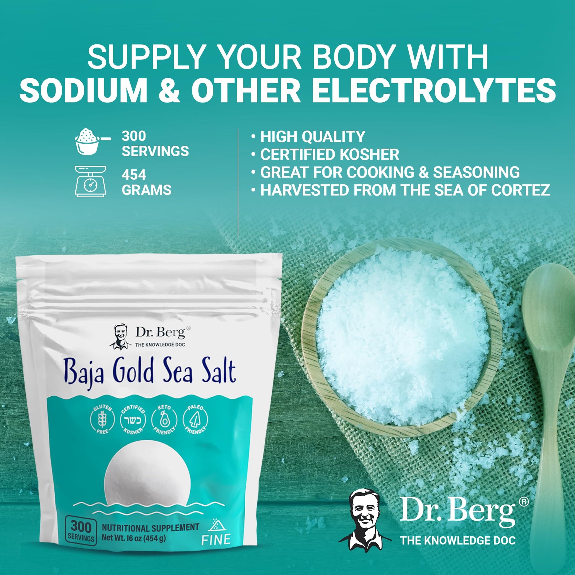 Dr. Berg's Baja Gold Sea Salt Organic - Natures Fine Sea Salt Support For Hydration - AB Mystery
