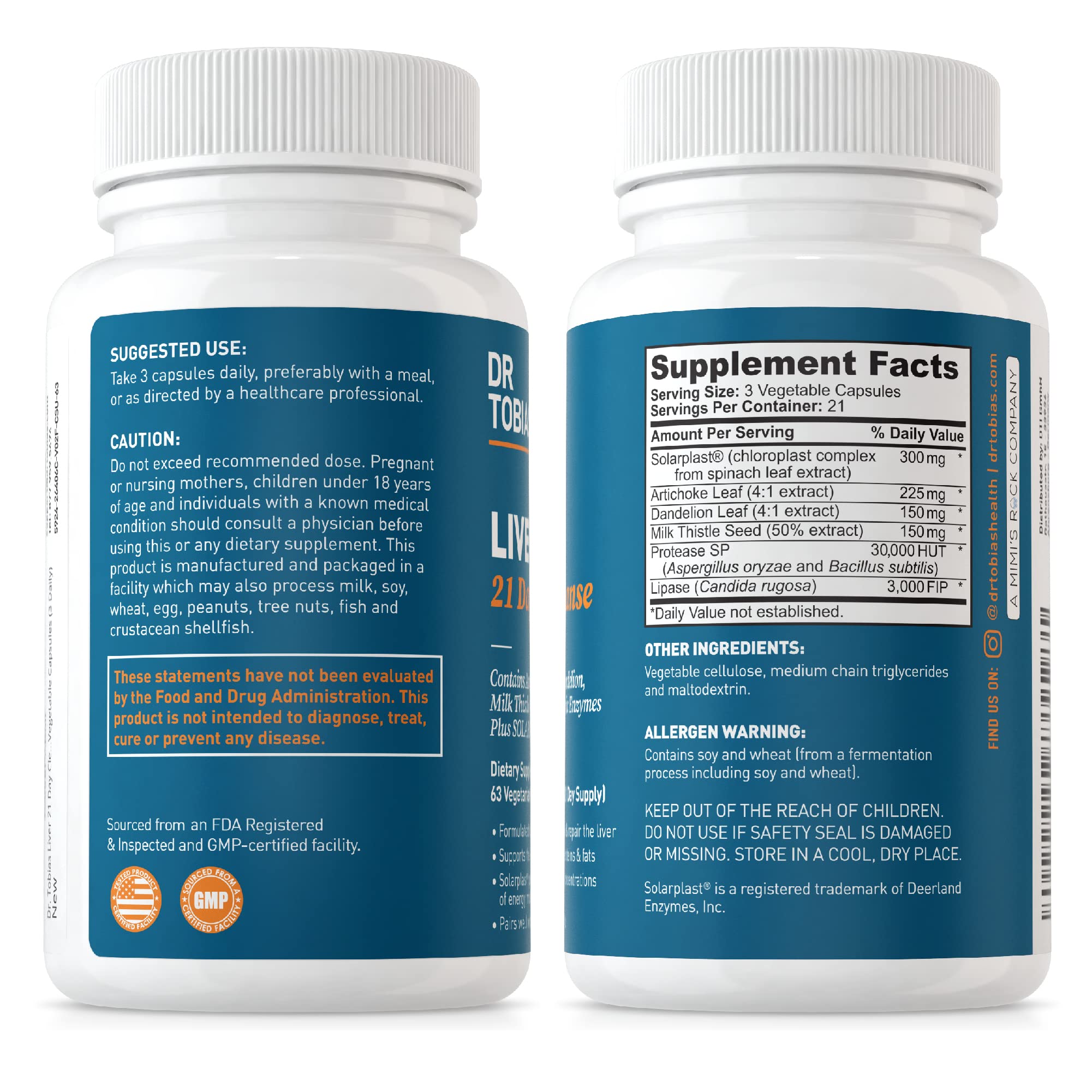 Dr. Tobias Liver 21 Day Cleanse, Herbal Liver Detox Cleanse with Solarplast, Artichoke Extra - AB Mystery