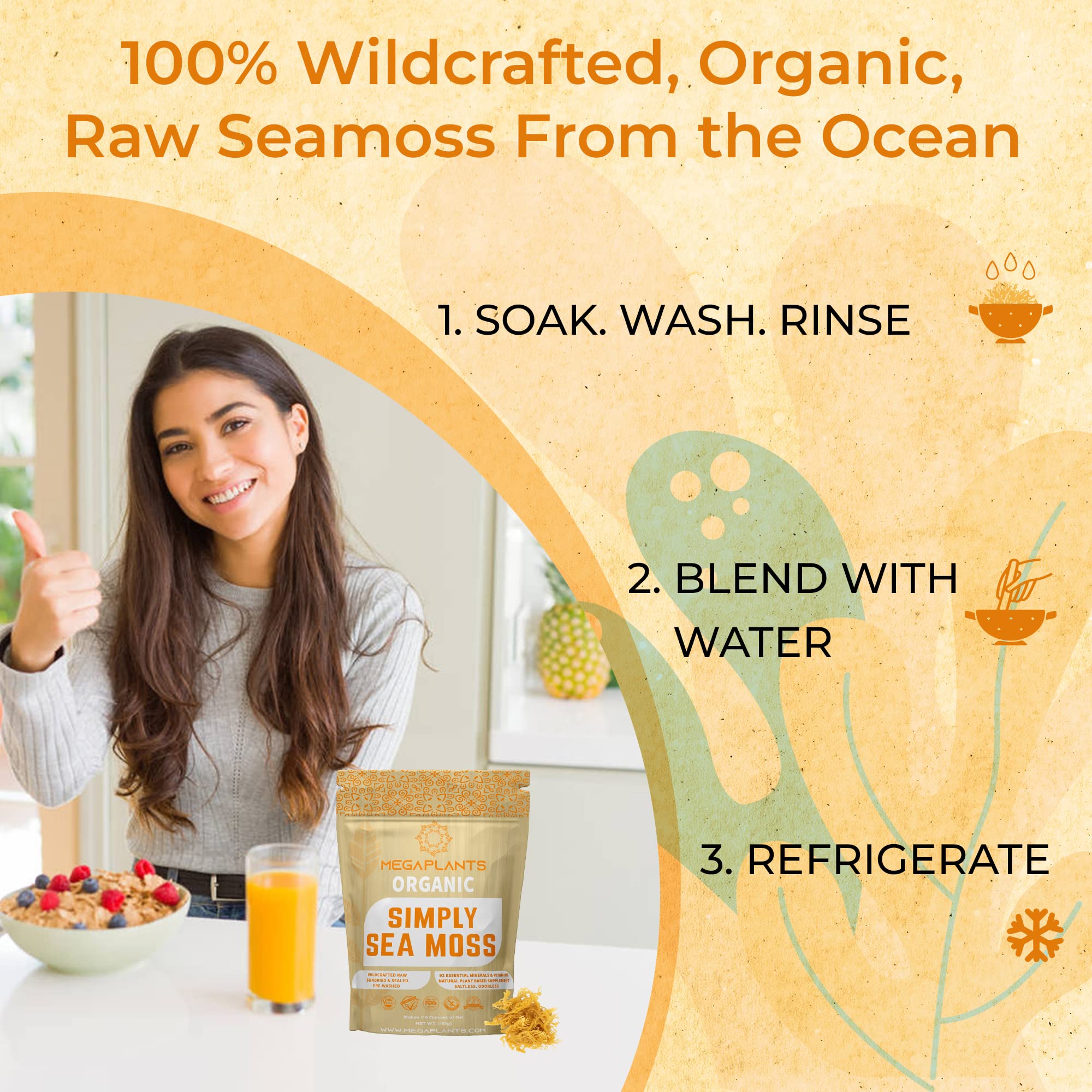 MEGAPLANTS Organic Sea Moss | Makes 228 Servings of Seamoss Gel | Pre-Washed - AB Mystery