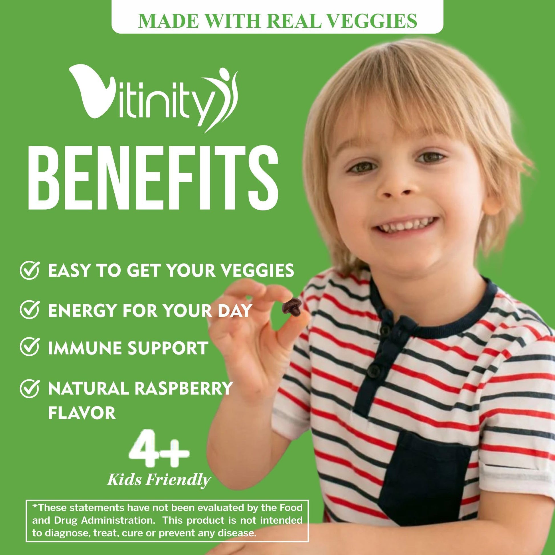 VITINITY Made with Real Super Veggies Delicious Gummy Supplement,Men,Women & Kids - AB Mystery