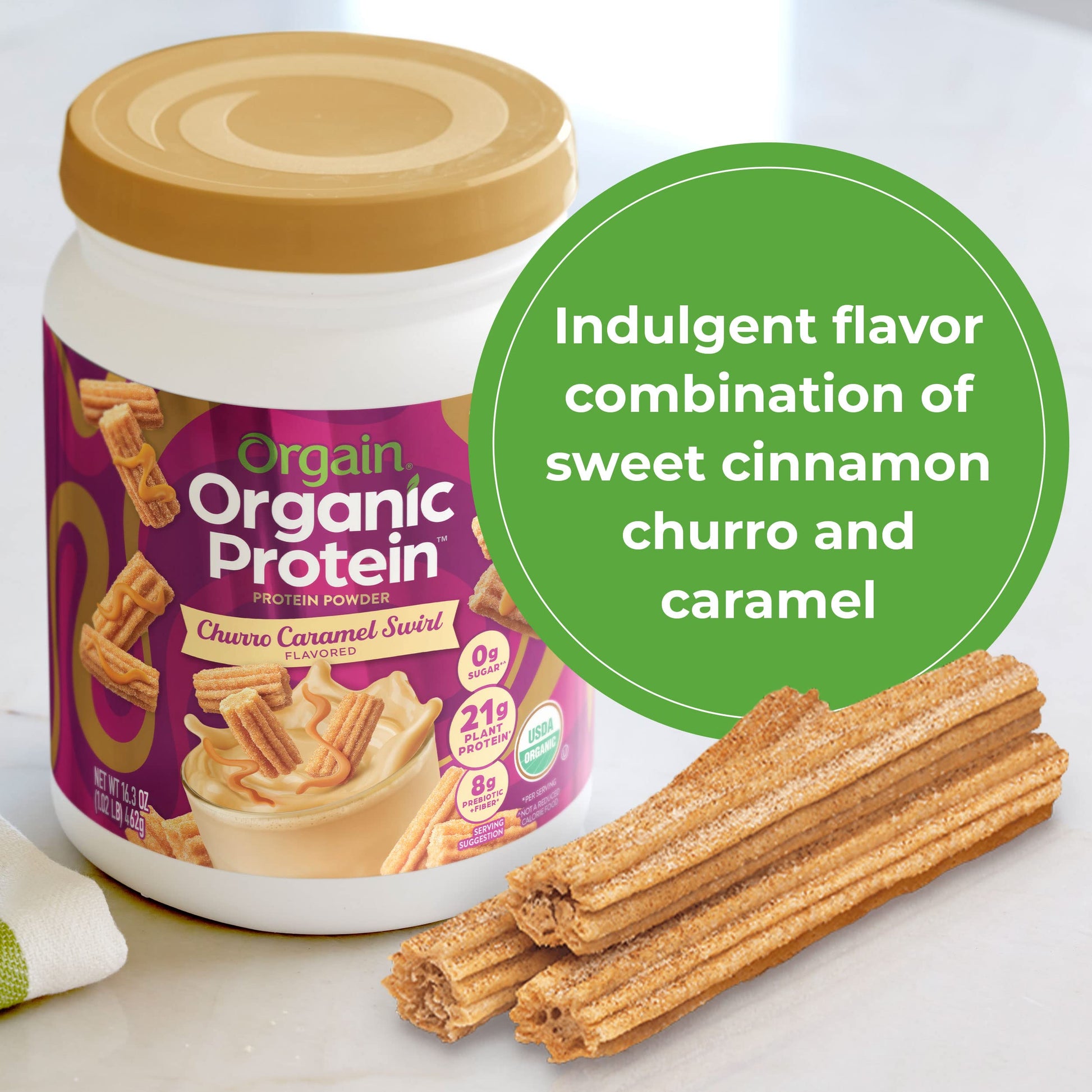 Orgain Organic Vegan Protein Powder, Churro Caramel Swirl - 21g Plant Based Protein - AB Mystery