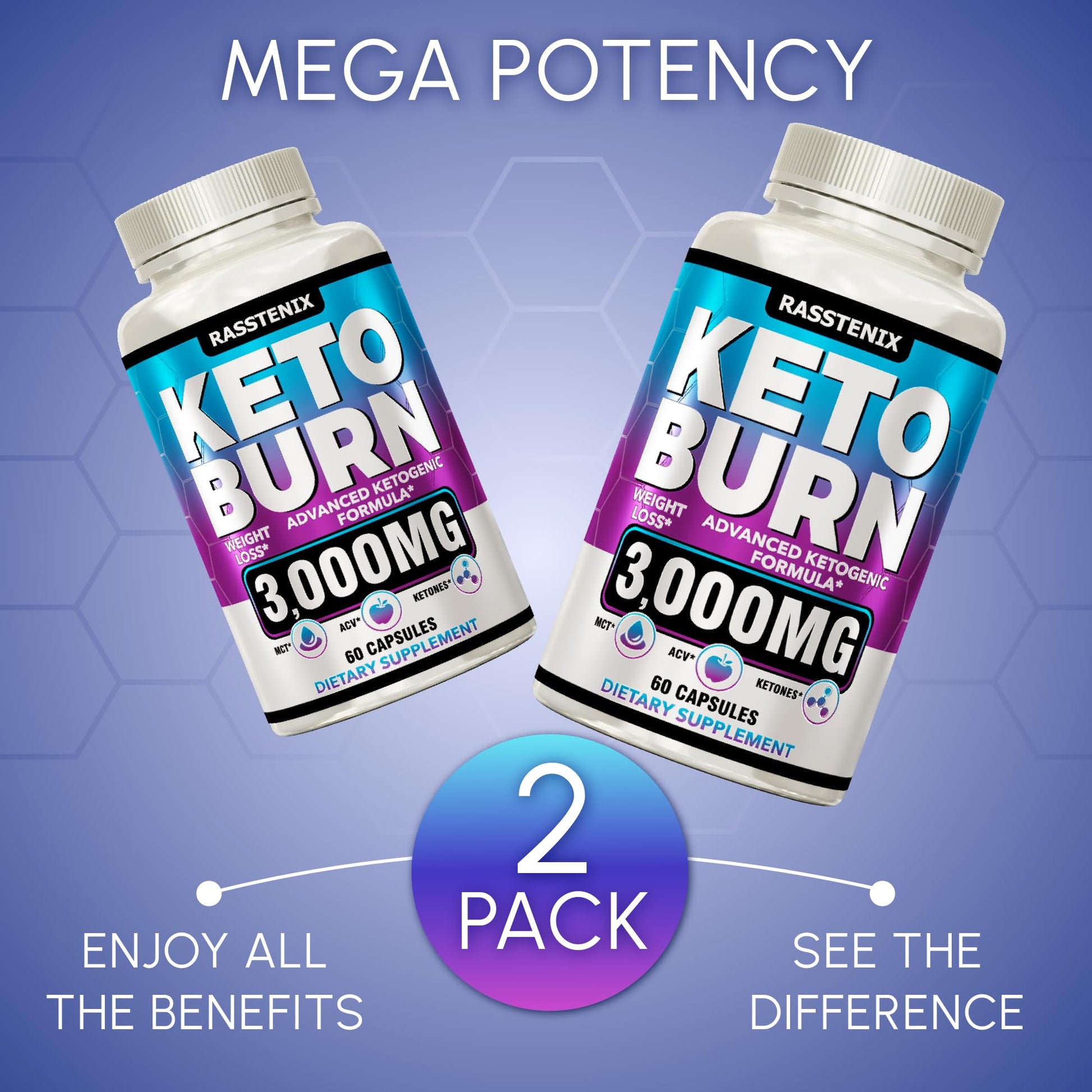 Rasstenix (2 Pack) Keto Pills - Lean Keto Diet Pills - Weight Fat Management Loss - AB Mystery