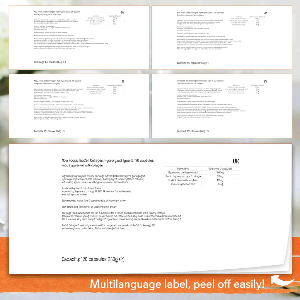 Now Foods, BioCell Collagen, Hydrolysed Collagen Type II, 120 Capsules, Gluten - AB Mystery