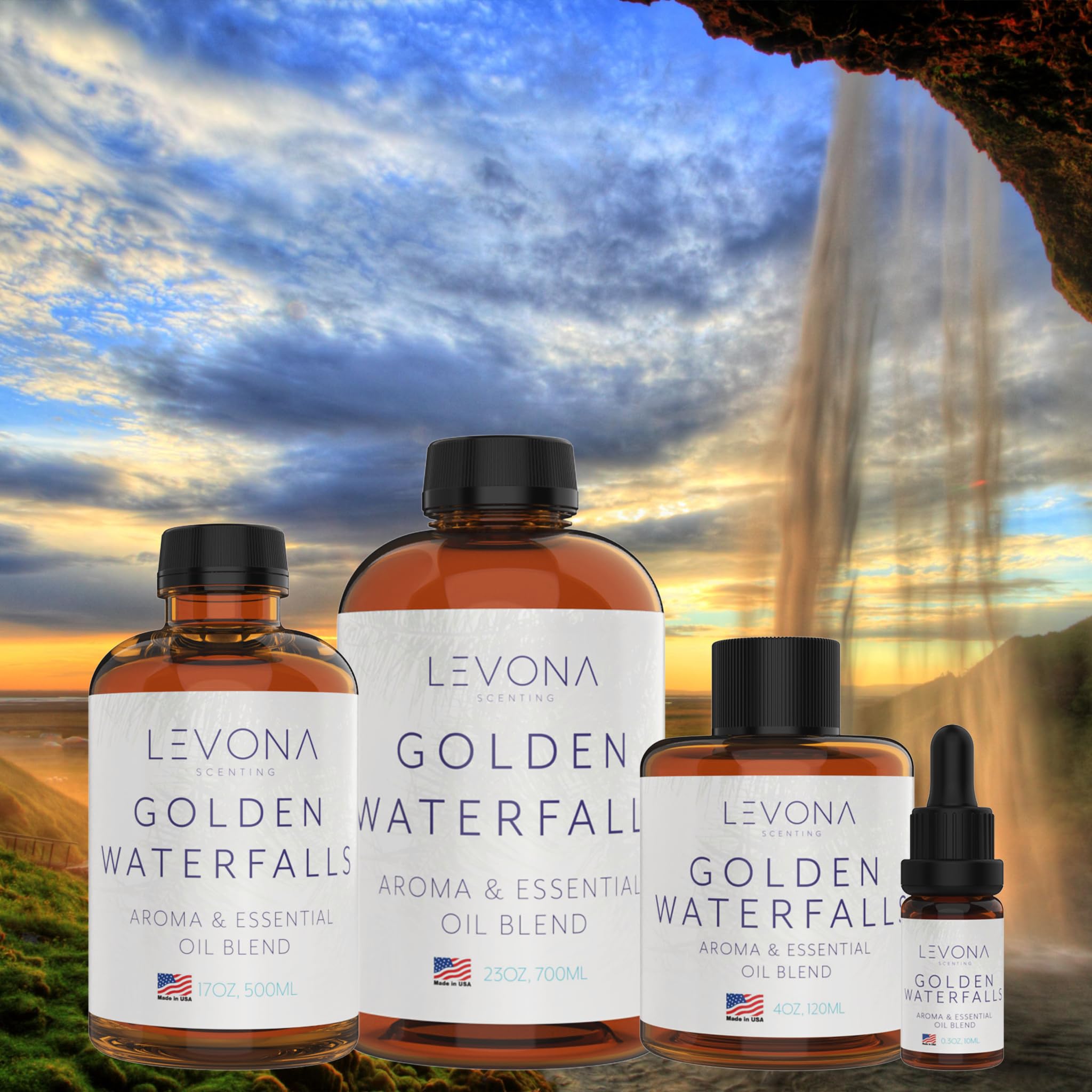 Levona Scent Pure Essential Oils for Diffusers for Home, Hotel & Office - Golden Waterfalls - AB Mystery
