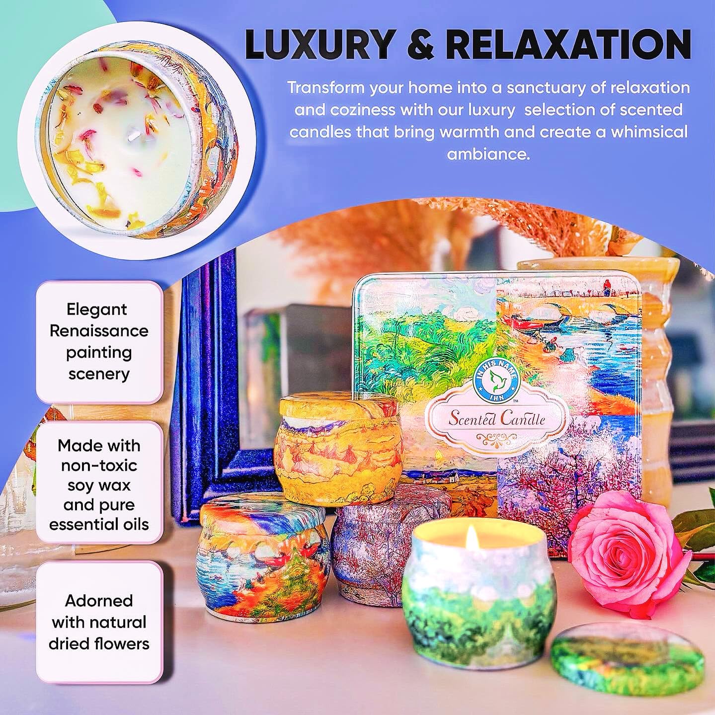 Scented Candles Gift for Women, 4 Pack, Reusable Tin Box, Luxury Candles for Home - AB Mystery