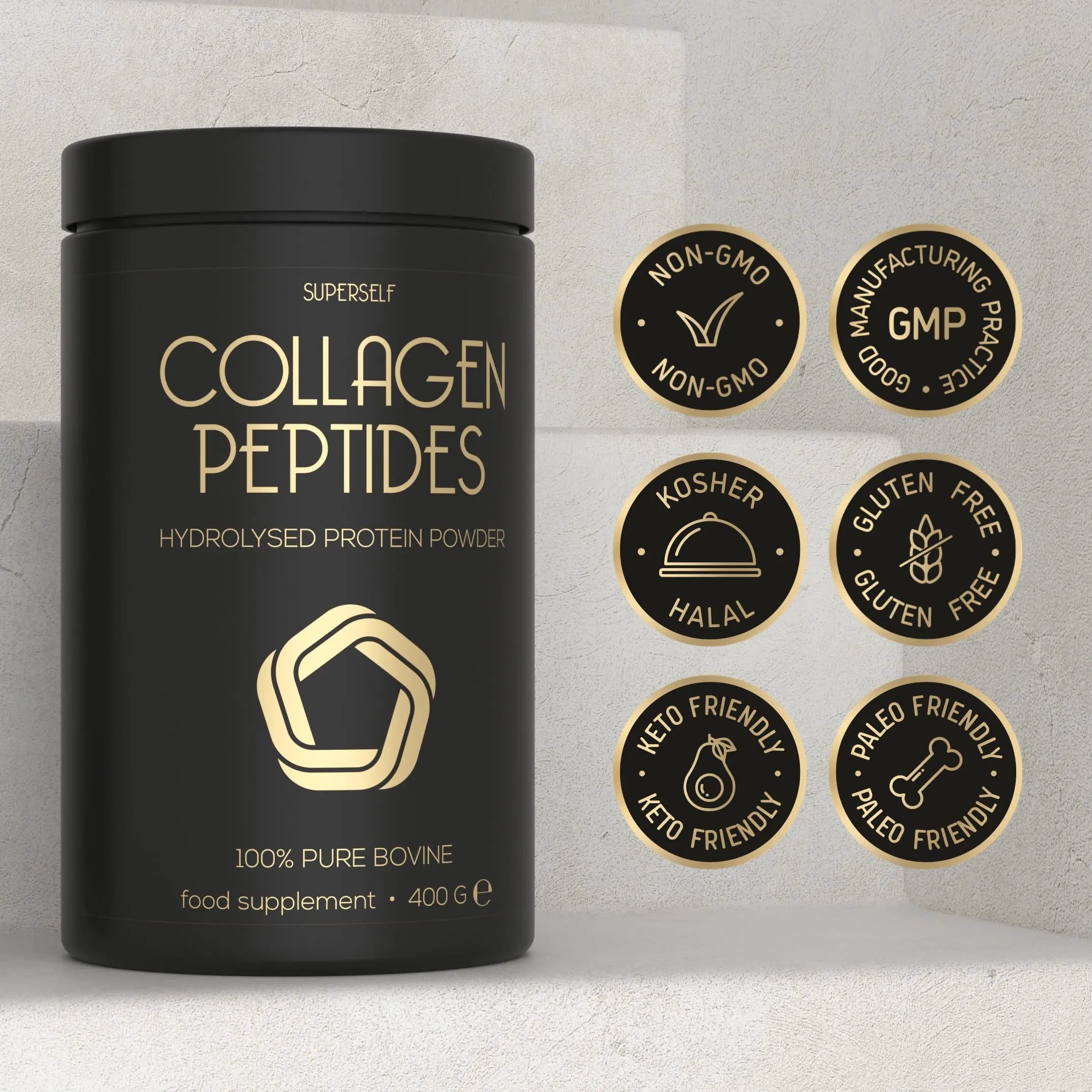 Premium Collagen Powder - Collagen Supplements for Women & Men - Pure Bovine Collagen Peptides 400g SuperSelf