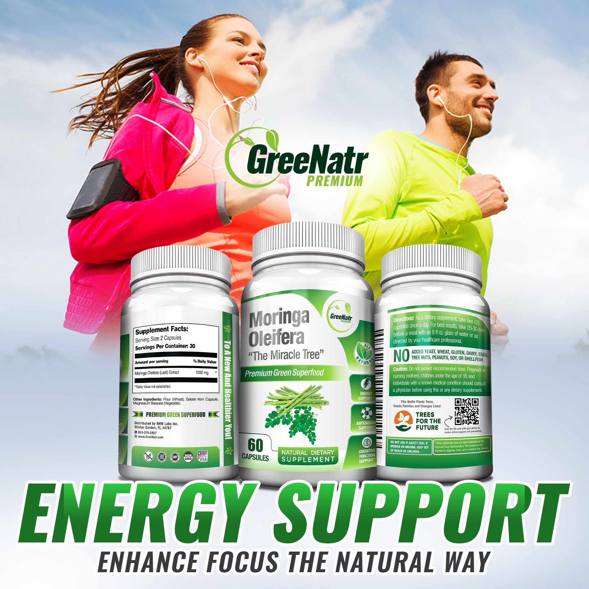 GreeNatr Pure Moringa Oleifera for Mood Enhancement Plus Menopause Support Complex for Hot Flashes - AB Mystery