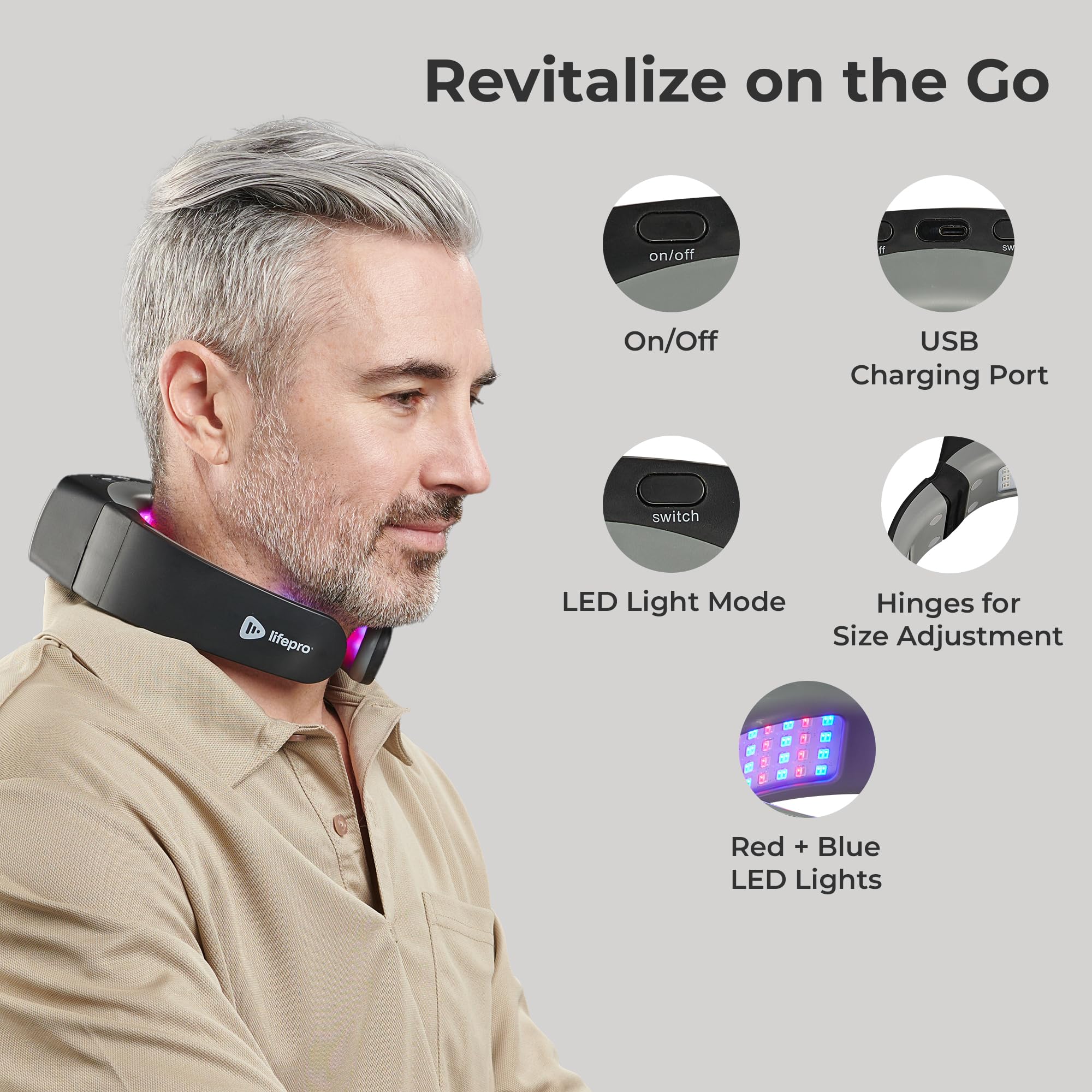 Lifepro Red Light Therapy for Neck - Compact & Rechargeable Red Light Therapy Device- On-The-Go - AB Mystery