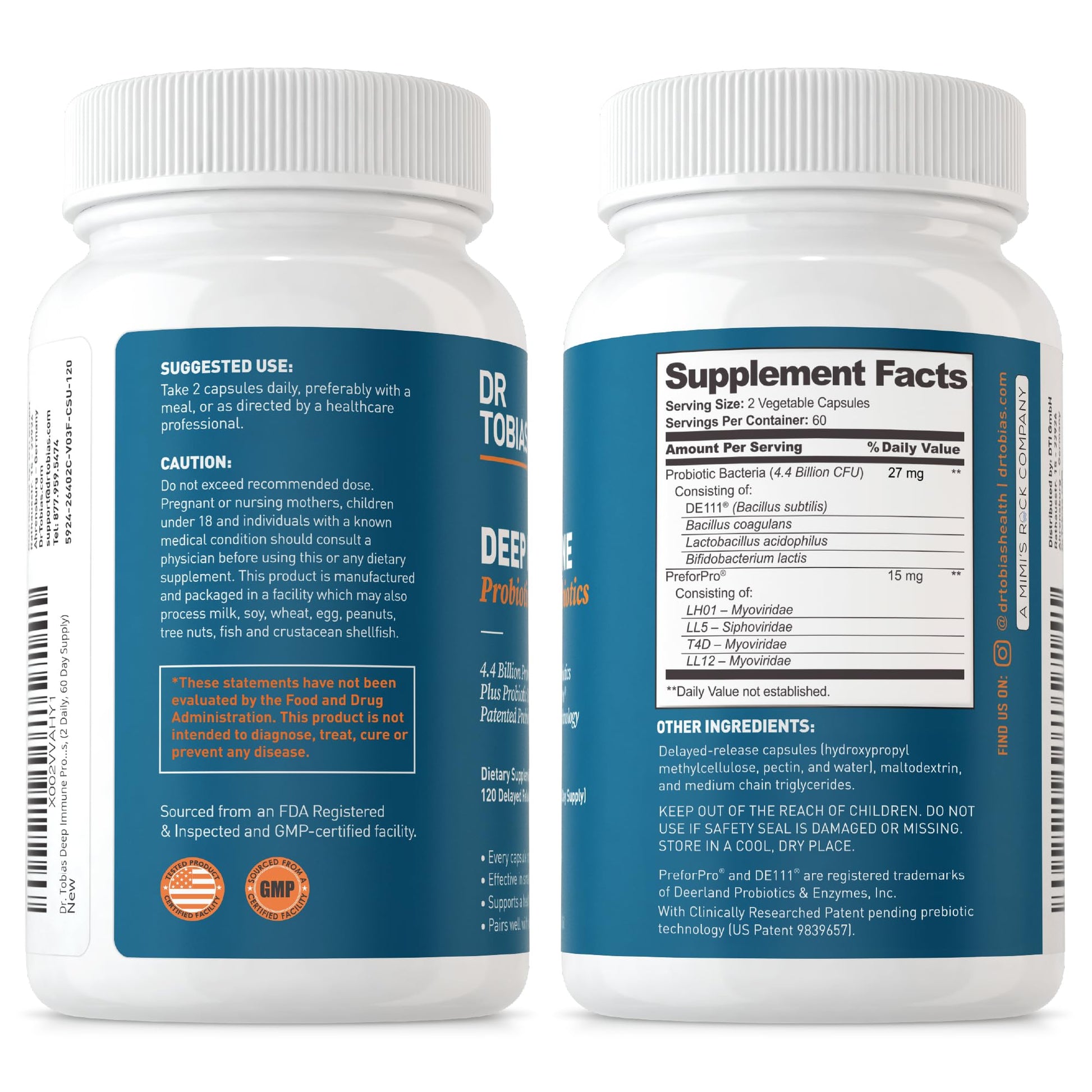 Dr. Tobias Deep Immune Probiotics & Prebiotics, 4.4 Billion CFU Probiotics for Women - AB Mystery