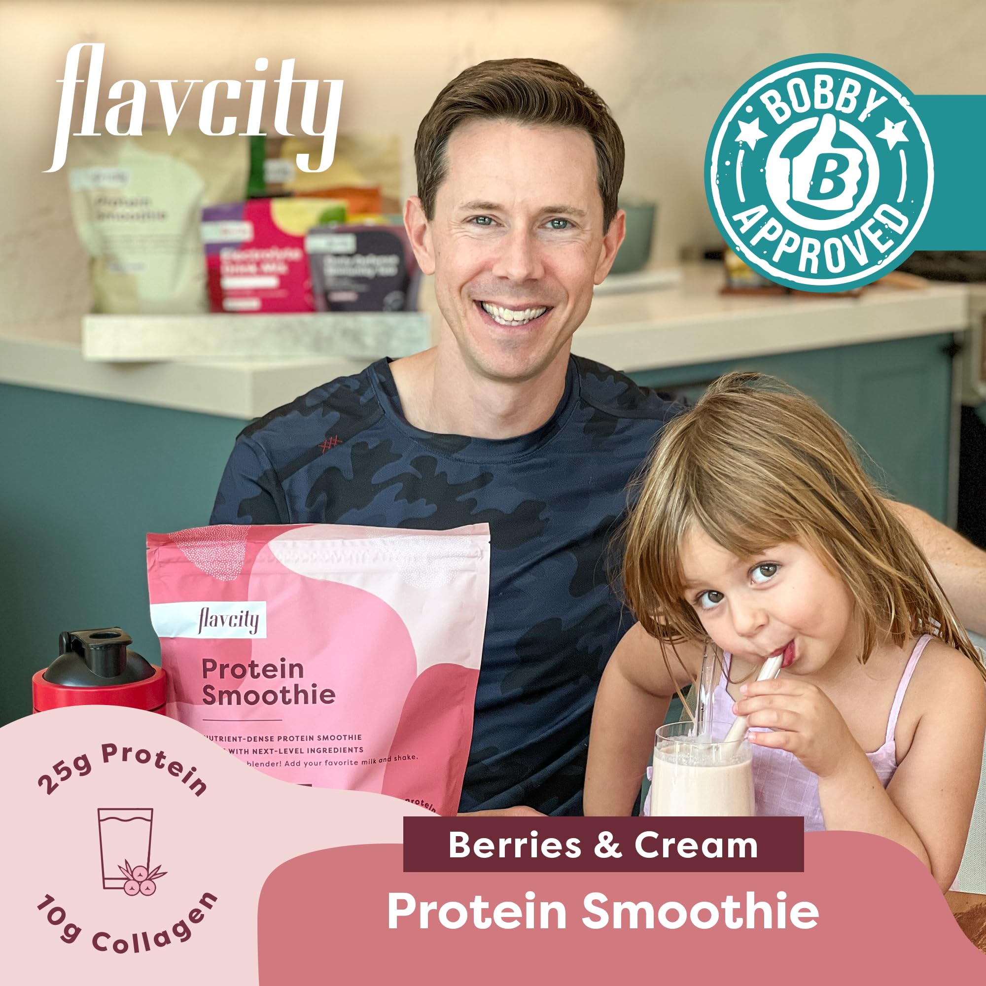 FlavCity Protein Powder Smoothie, Berries & Cream - 100% Grass-Fed Whey Protein - AB Mystery