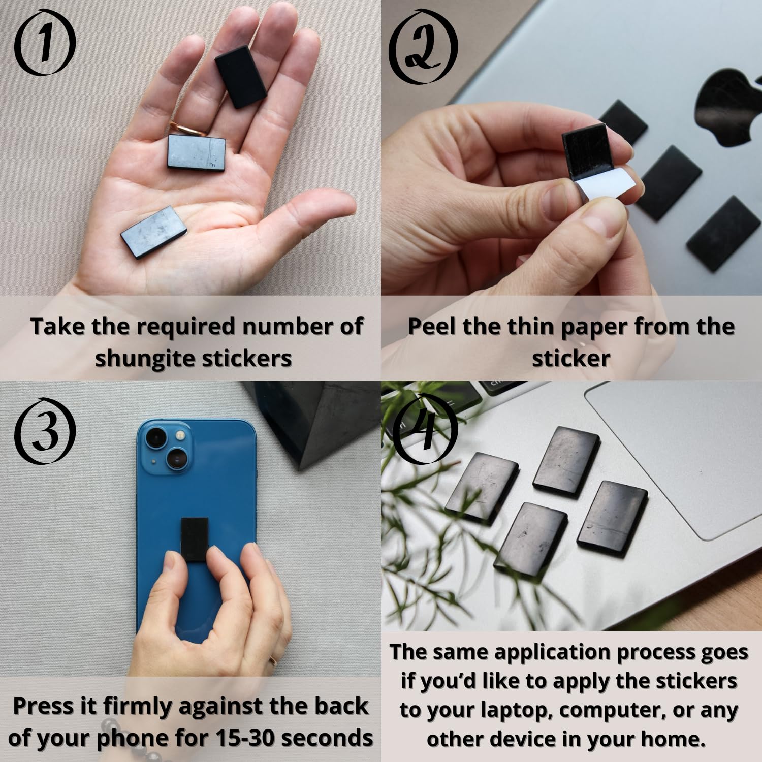 KARELIANMASTERS Shungite Stones Pyramid and Sticker for Phone Set - Crystal Healing Protection - AB Mystery