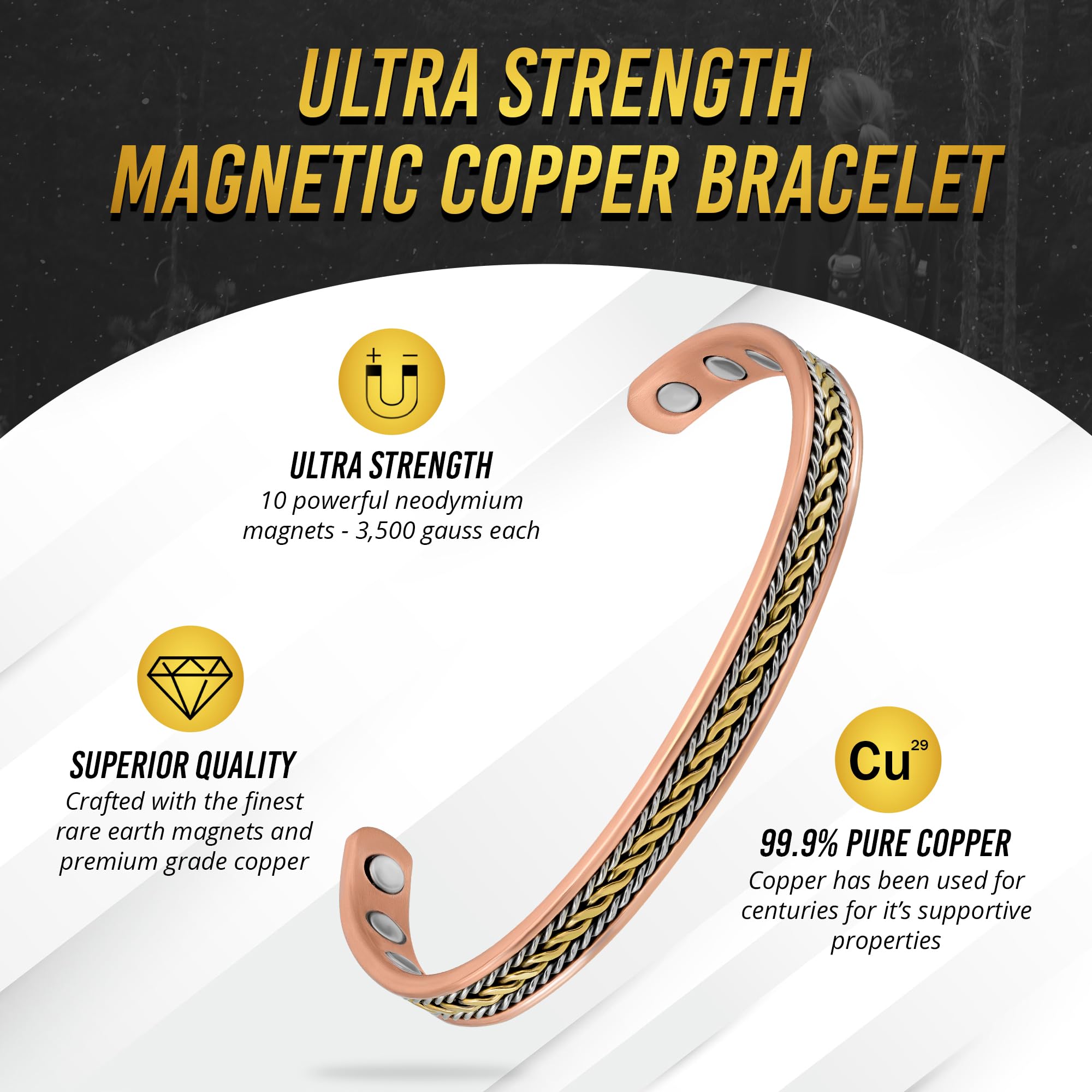 MagnetRX® Women's Copper Bracelet – Effective 99.9% Pure Copper Magnetic Therapy Bracelets - AB Mystery