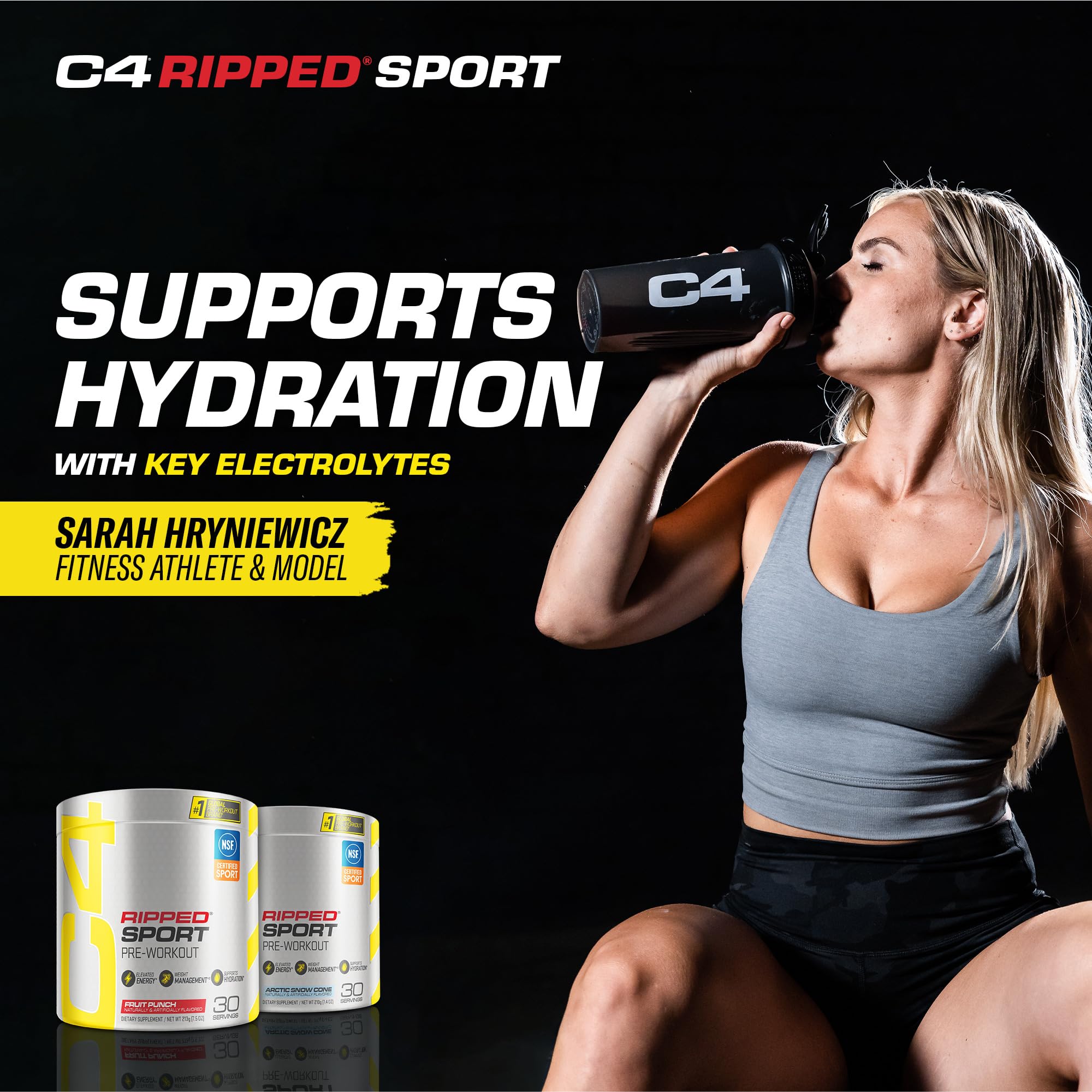 C4 Ripped Sport Pre Workout Powder Fruit Punch - NSF Certified for Sport + Sugar Free - AB Mystery
