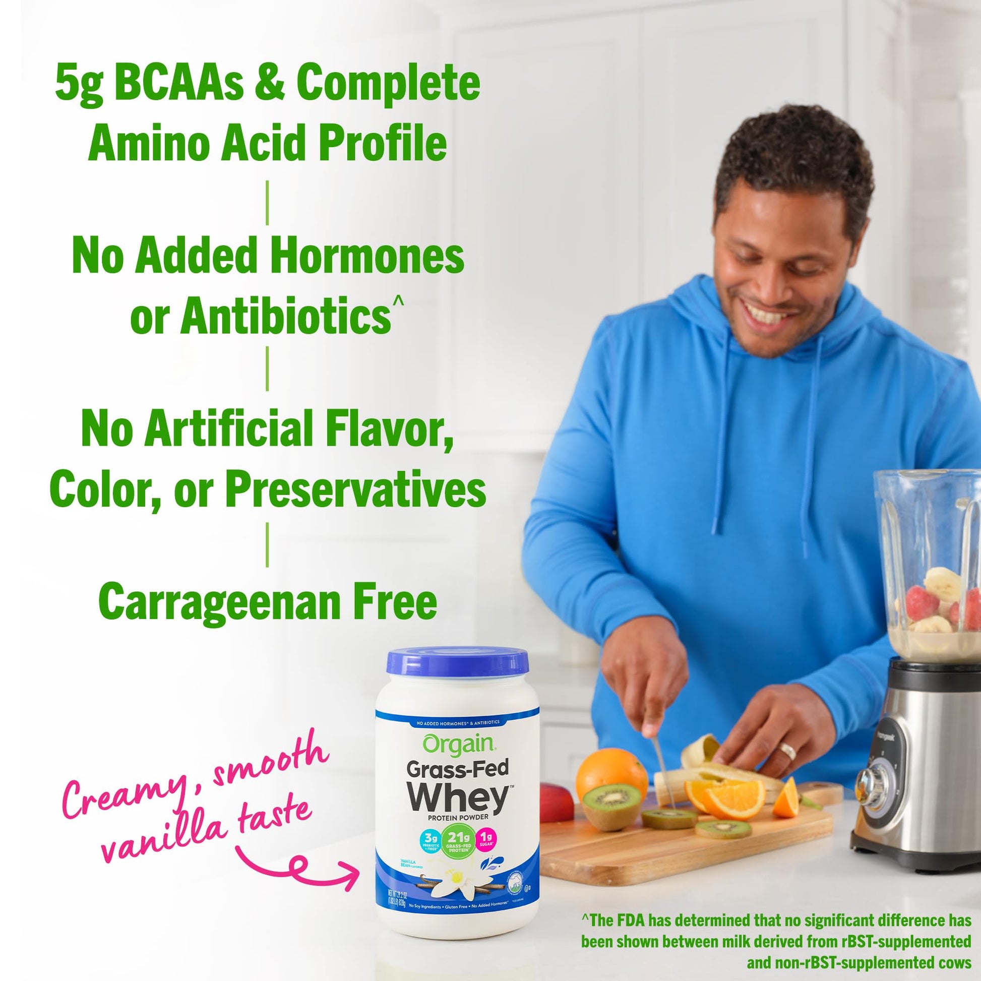 Orgain Whey Protein Powder, Vanilla Bean - 21g Grass Fed Dairy Protein, Gluten Free - AB Mystery