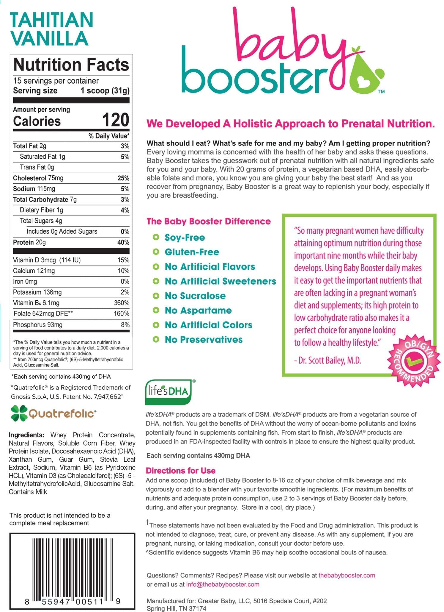 Baby Booster Prenatal Vitamin Supplement Shakes, Kona Mocha and Tahitian Vanilla Baby Booster