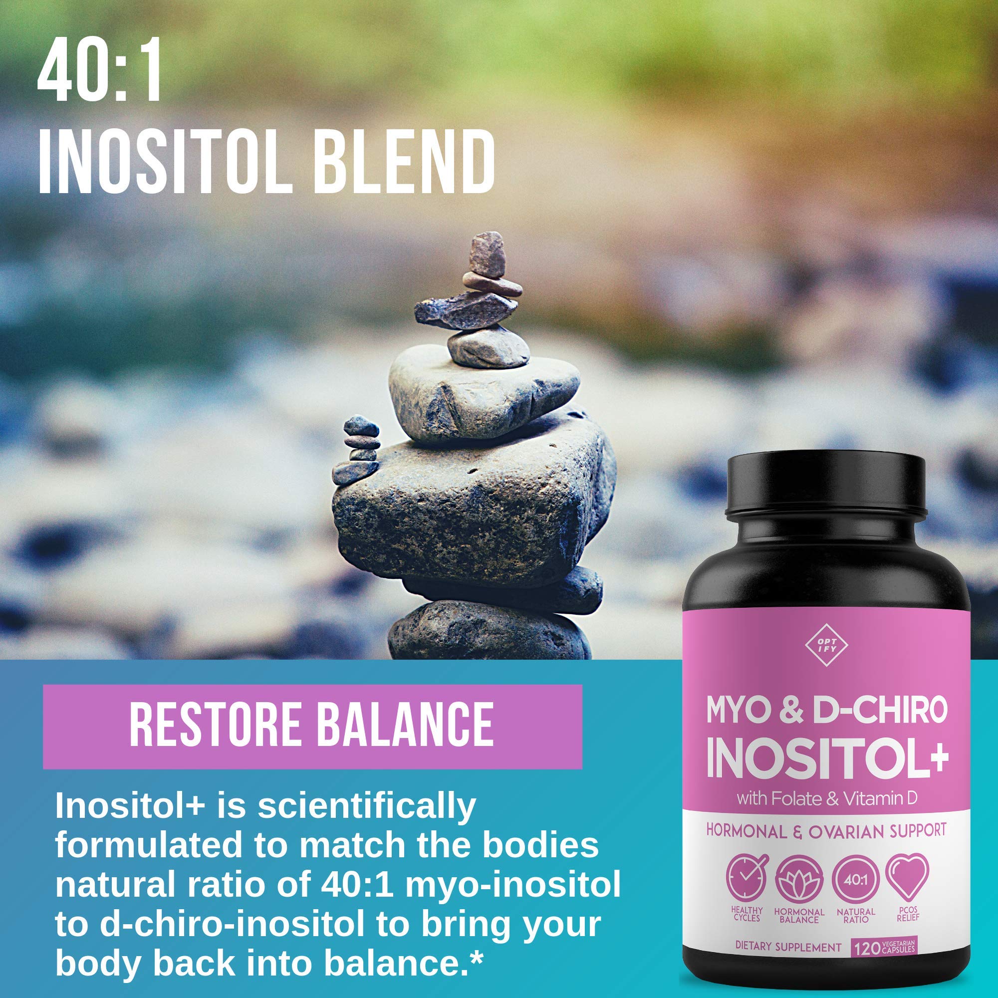 Premium Inositol Supplement - Myo-Inositol and D-Chiro Inositol Plus Folate and Vitamin - AB Mystery