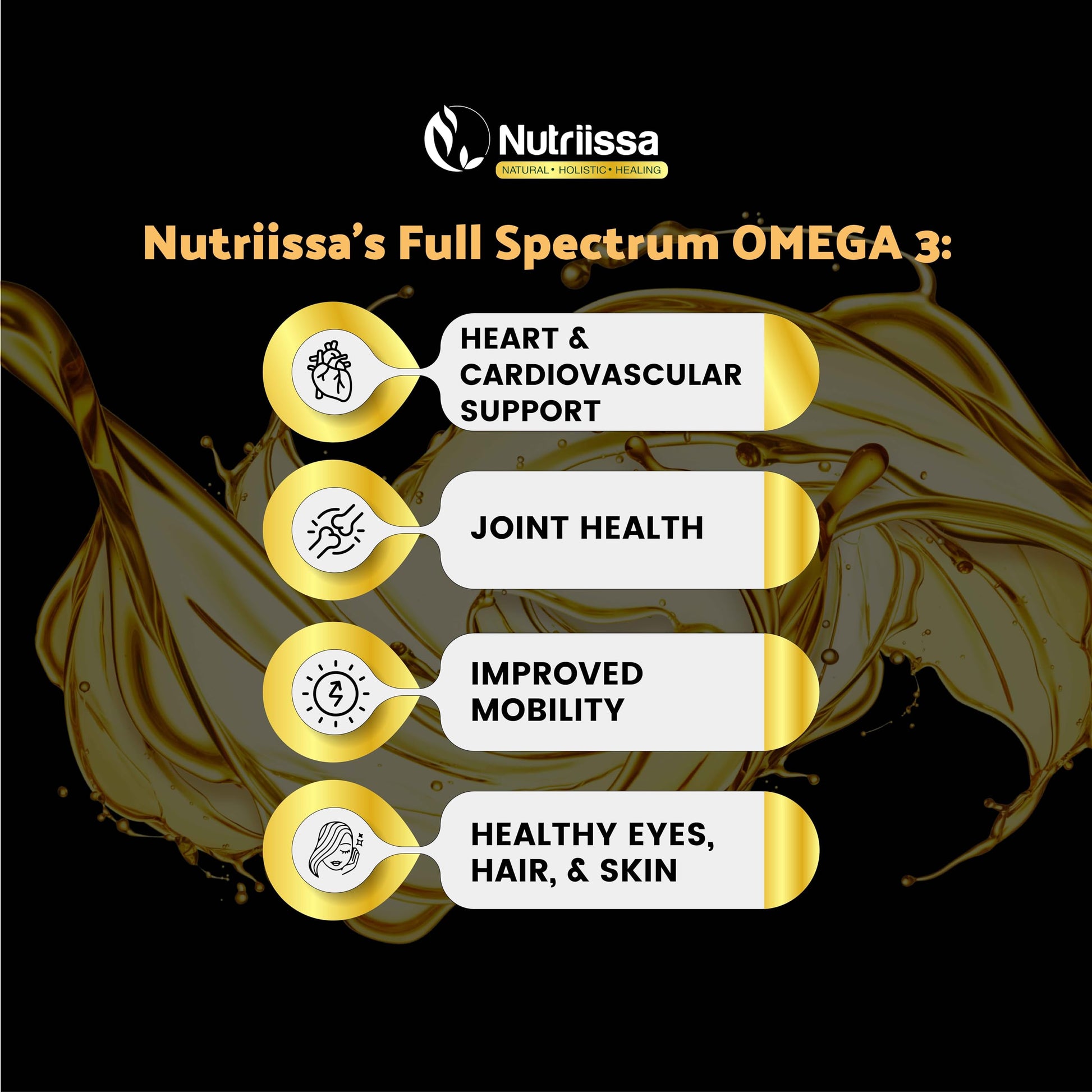 Nutriissa Omega 3 - Full Spectrum - 180 Count - High Concentrate Formula Fish Oil, Krill Oil - AB Mystery