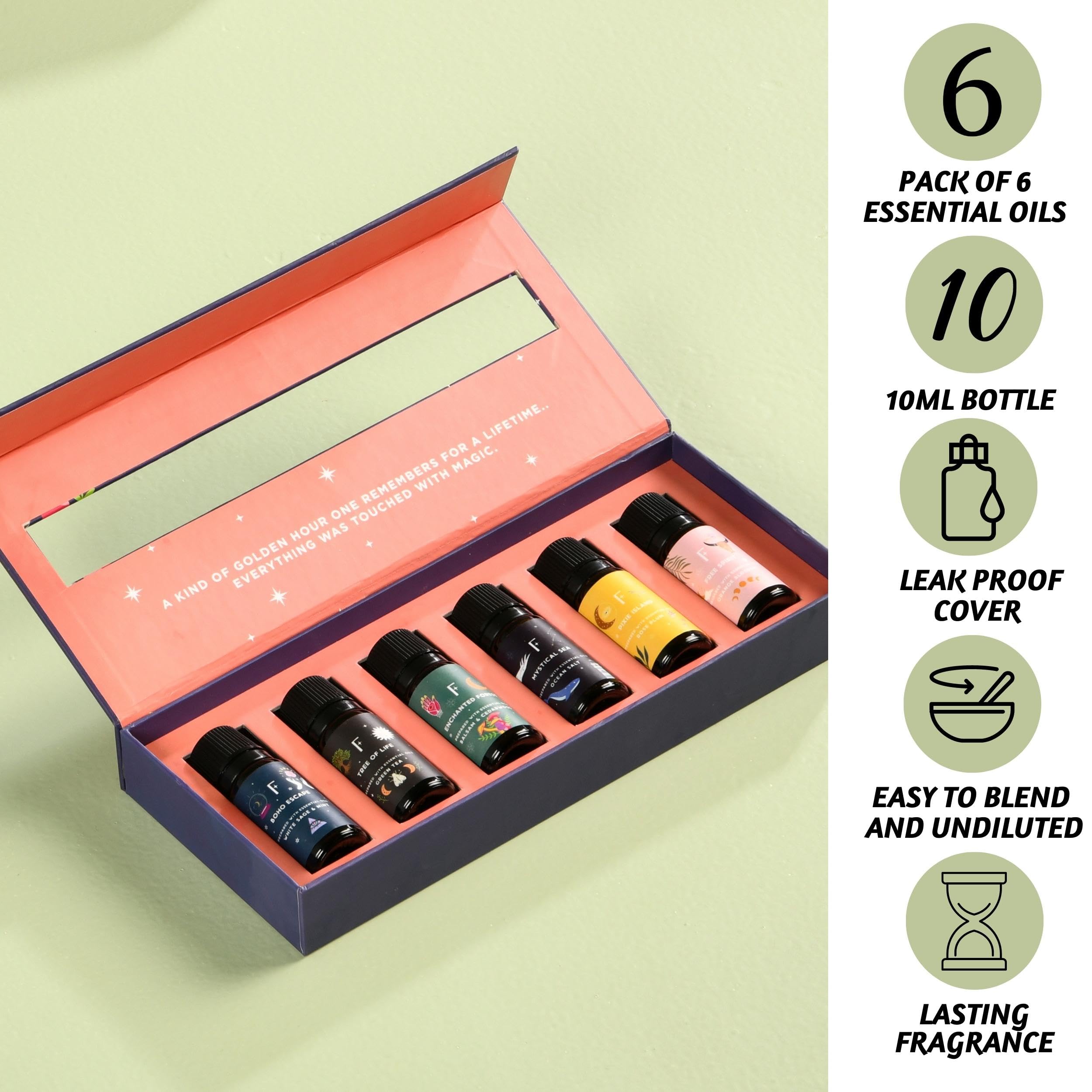 Folkulture Essential Oil Set for Diffuser, Set of 6, Aromatherapy Diffuser Oil Scents for Home - AB Mystery