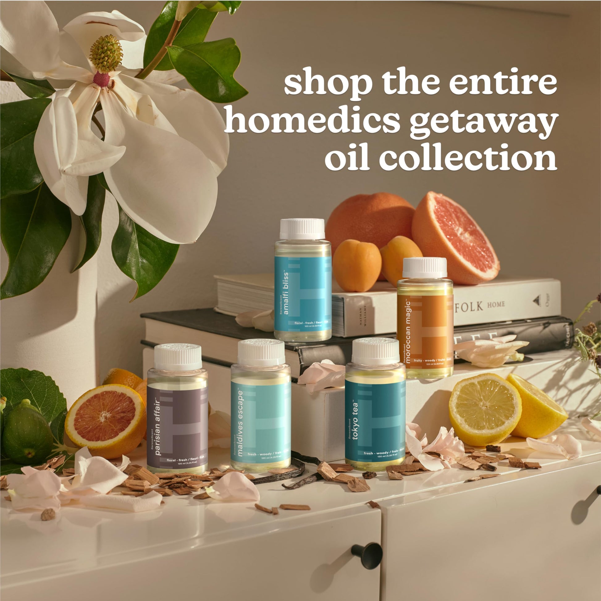 Homedics SereneScent Moroccan Magic Fragrance Oil Bottle, 120 ml, Clean & Natural, Fruity & Woody - AB Mystery