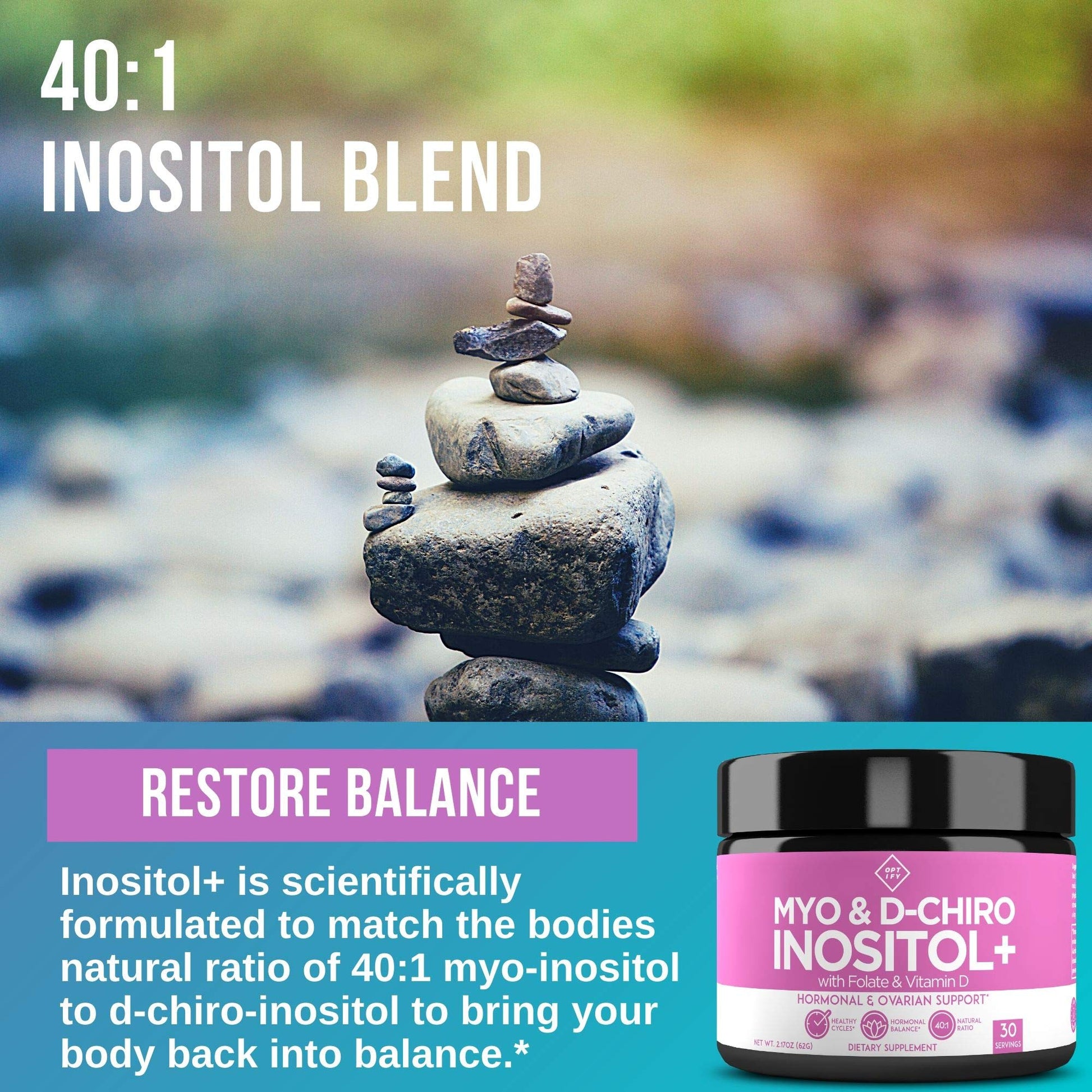 Premium Inositol Supplement - Myo-Inositol and D-Chiro Inositol Powder Plus Folate - AB Mystery