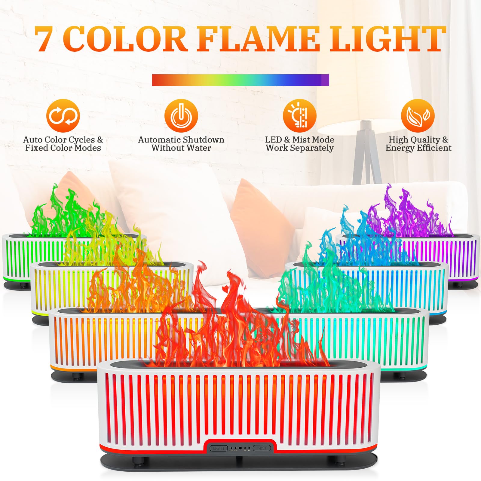 Comfynest Colorful Flame Air Aroma Diffuser Humidifier 7 Flame Colors,200ml Essential Oil - AB Mystery