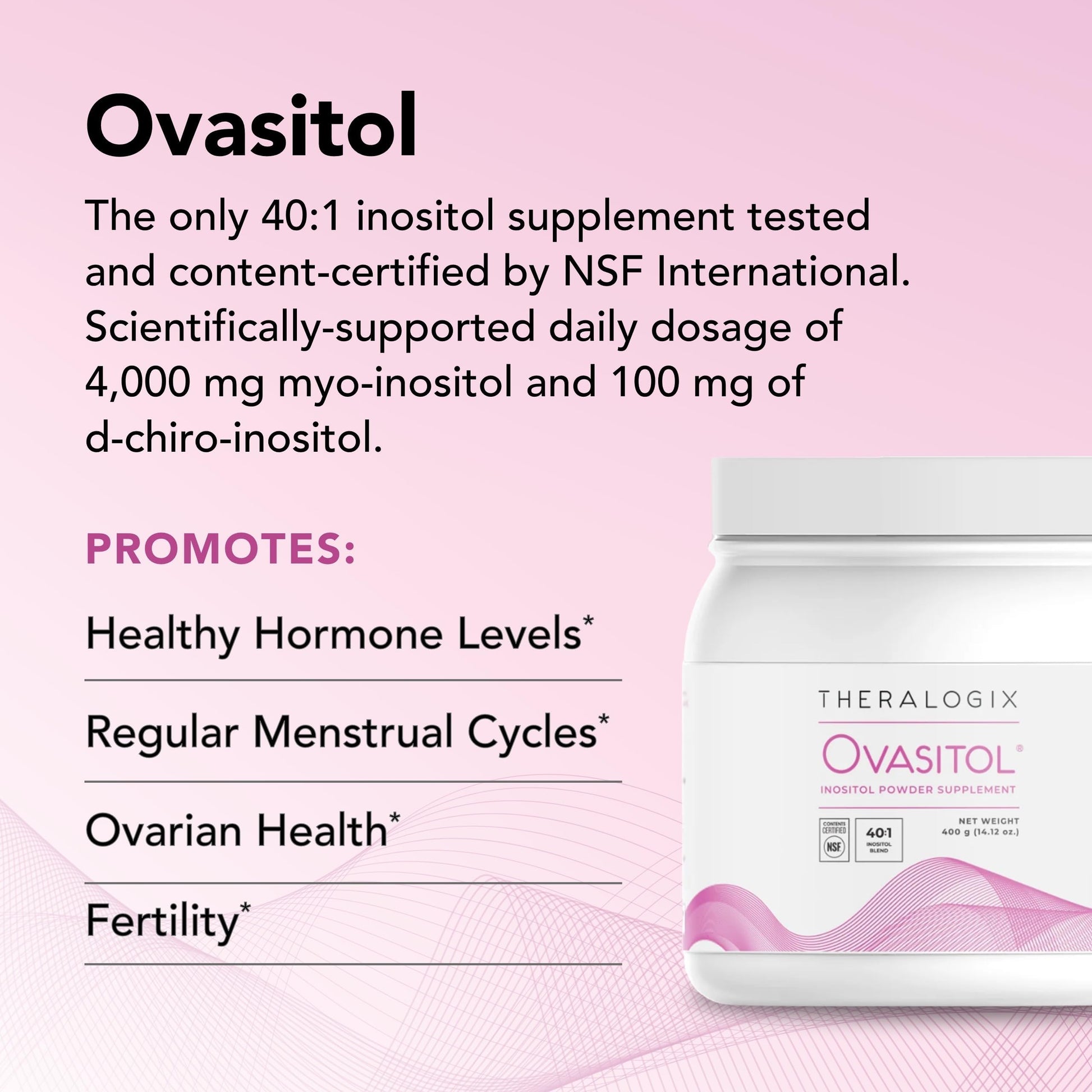 Theralogix Ovasitol Inositol Powder - 60 Servings - Myo-Inositol & D-Chiro Inositol - AB Mystery