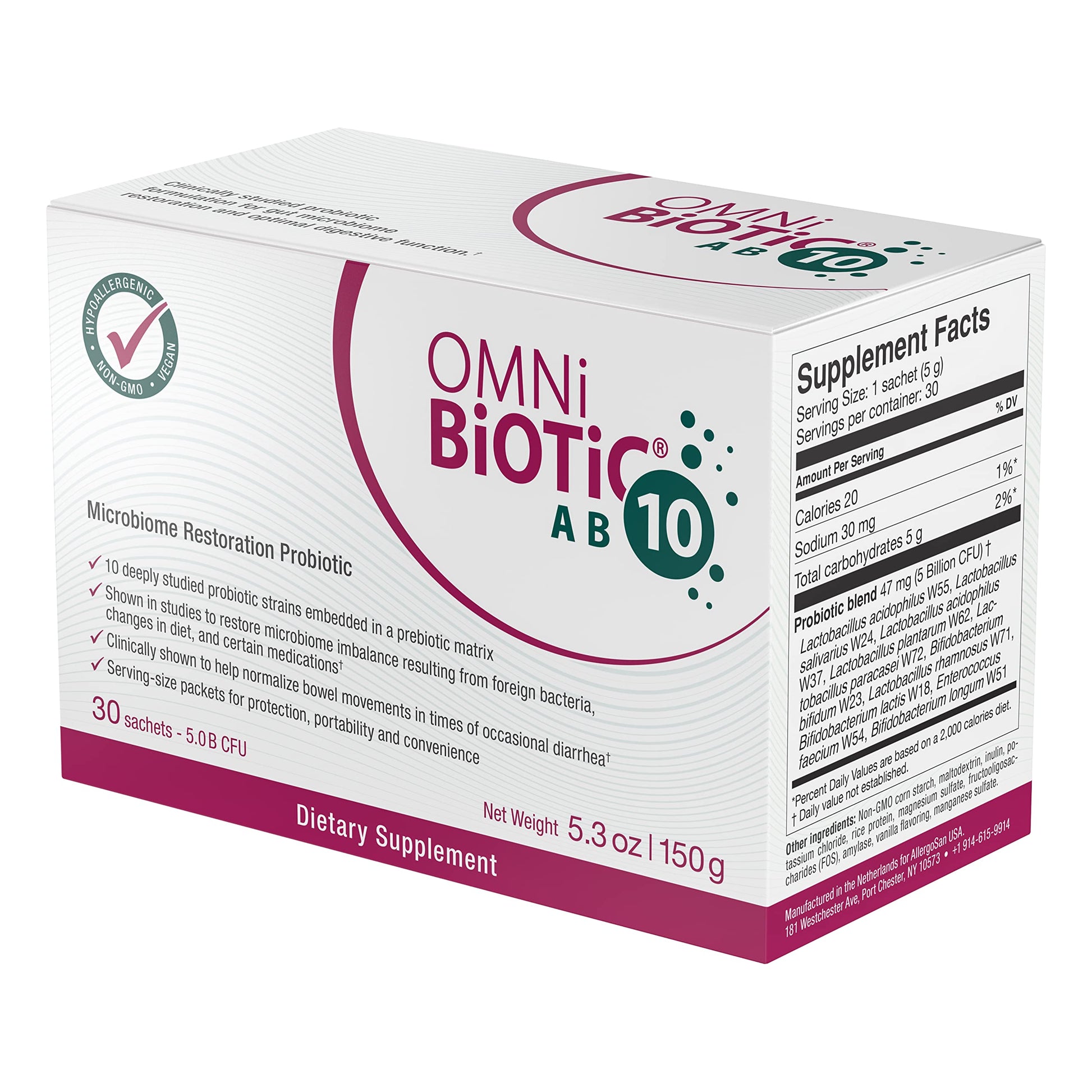 OMNi BiOTiC AB 10 - Clinically Tested Restorative Probiotic - Supports & Restores Gut Flora & Digestion